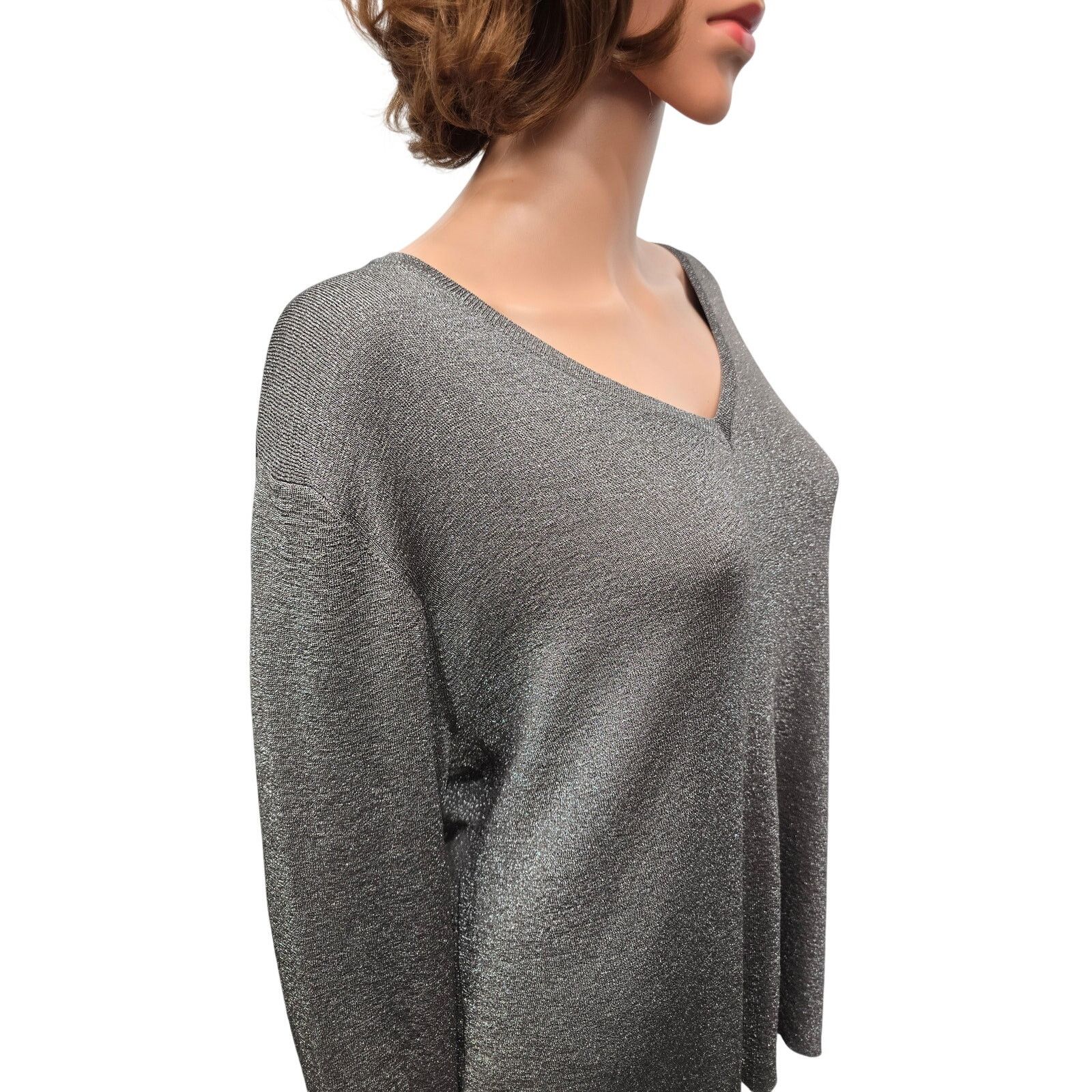 Eileen Fisher Eileen Fisher Shimmer Sweater Italian yarn 1X Metallic Silve Size XL / US 12-14 / IT 48-50 - 10 Thumbnail