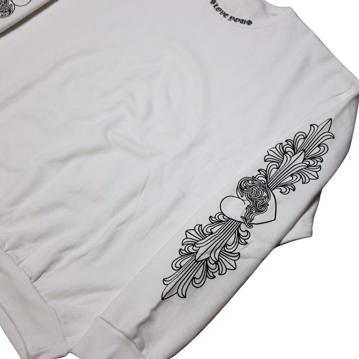 トップス Chrome Hearts LOVE YOU CREW SWEATSHIRT Chrome Hearts Love You Crewneck Sweatshirt White Men's