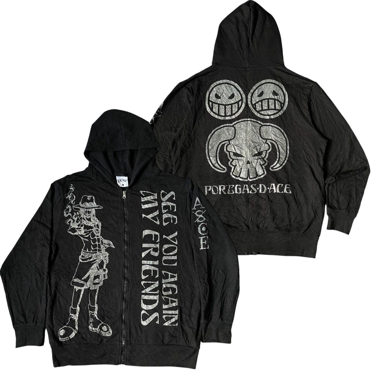 Anime 🔥RARE🔥 PORTGAS D ACE ONE PIECE ANIME MANGA BLACK HOODIE Size US L / EU 52-54 / 3 - 1 Thumbnail