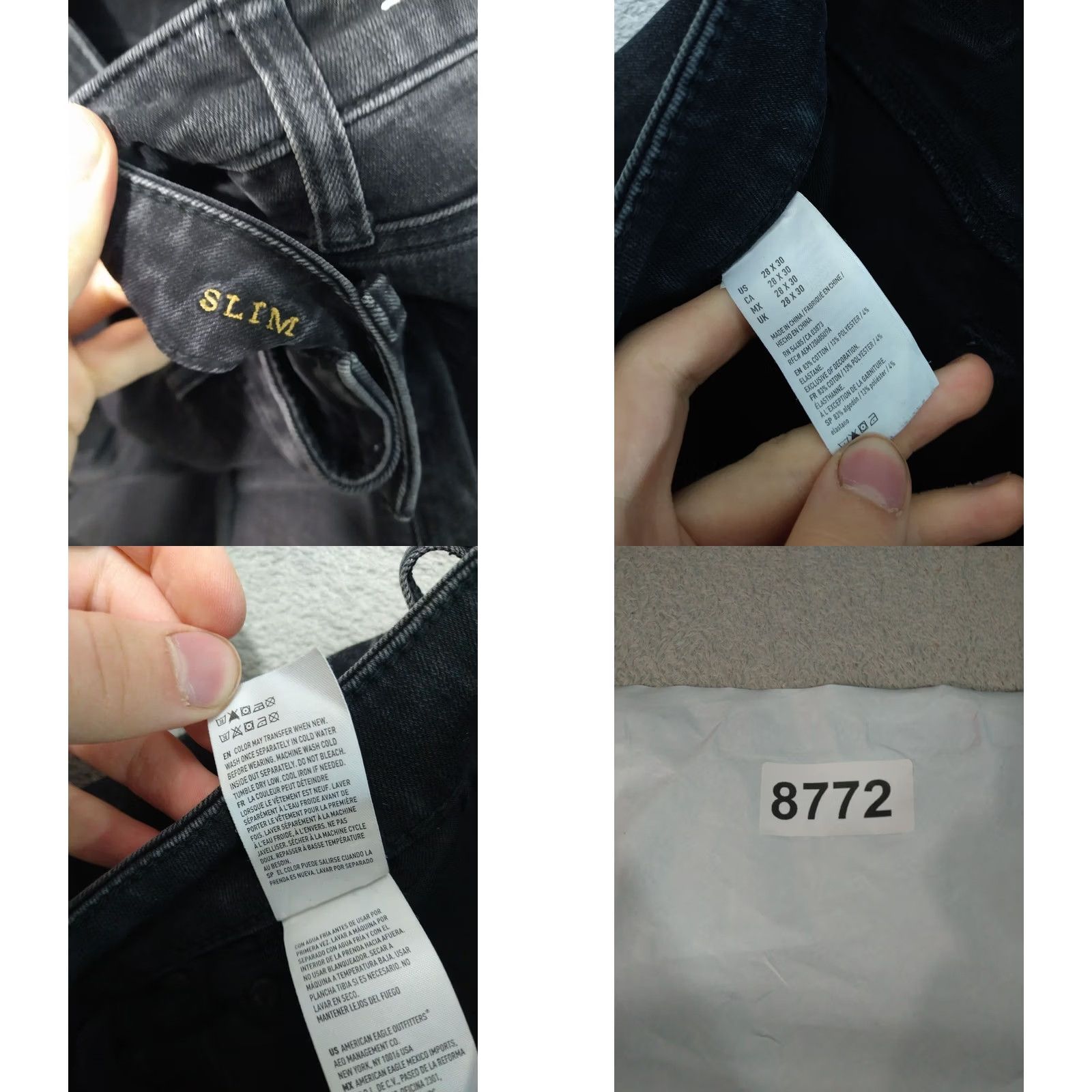 American Eagle Outfitters VINTAGE American Eagle Jeans Mens 28x30 Black Denim Extreme Flex 4 Slim Fit Distressed Signature (adapted to required rules) Size US 28 / EU 44 - 8 Thumbnail