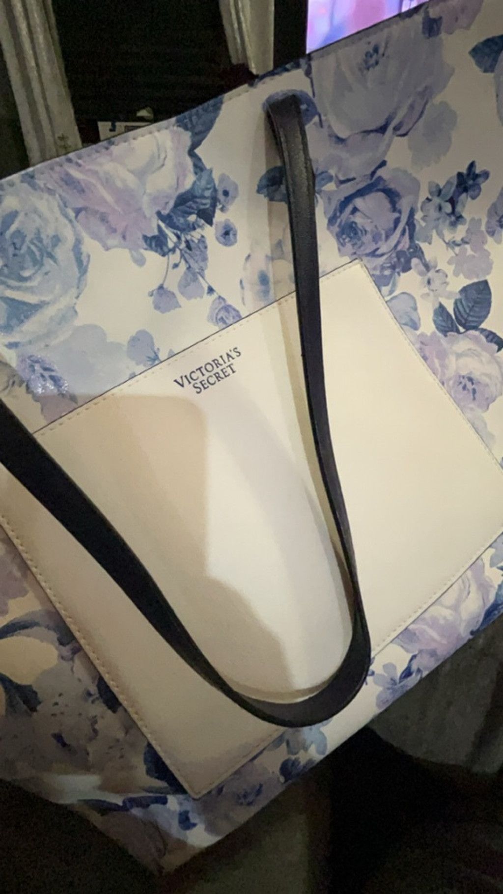 Victoria's Secret Women's Victoria's Secret Floral Print Tote Bag White Blue Size ONE SIZE - 7 Thumbnail