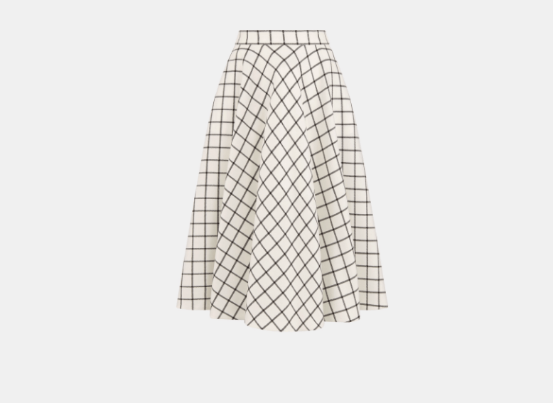 Dior o1w1db11225 451J05 Flared Midi Skirt in White/Black Size 27" / US 4 / IT 40 - 1 Thumbnail