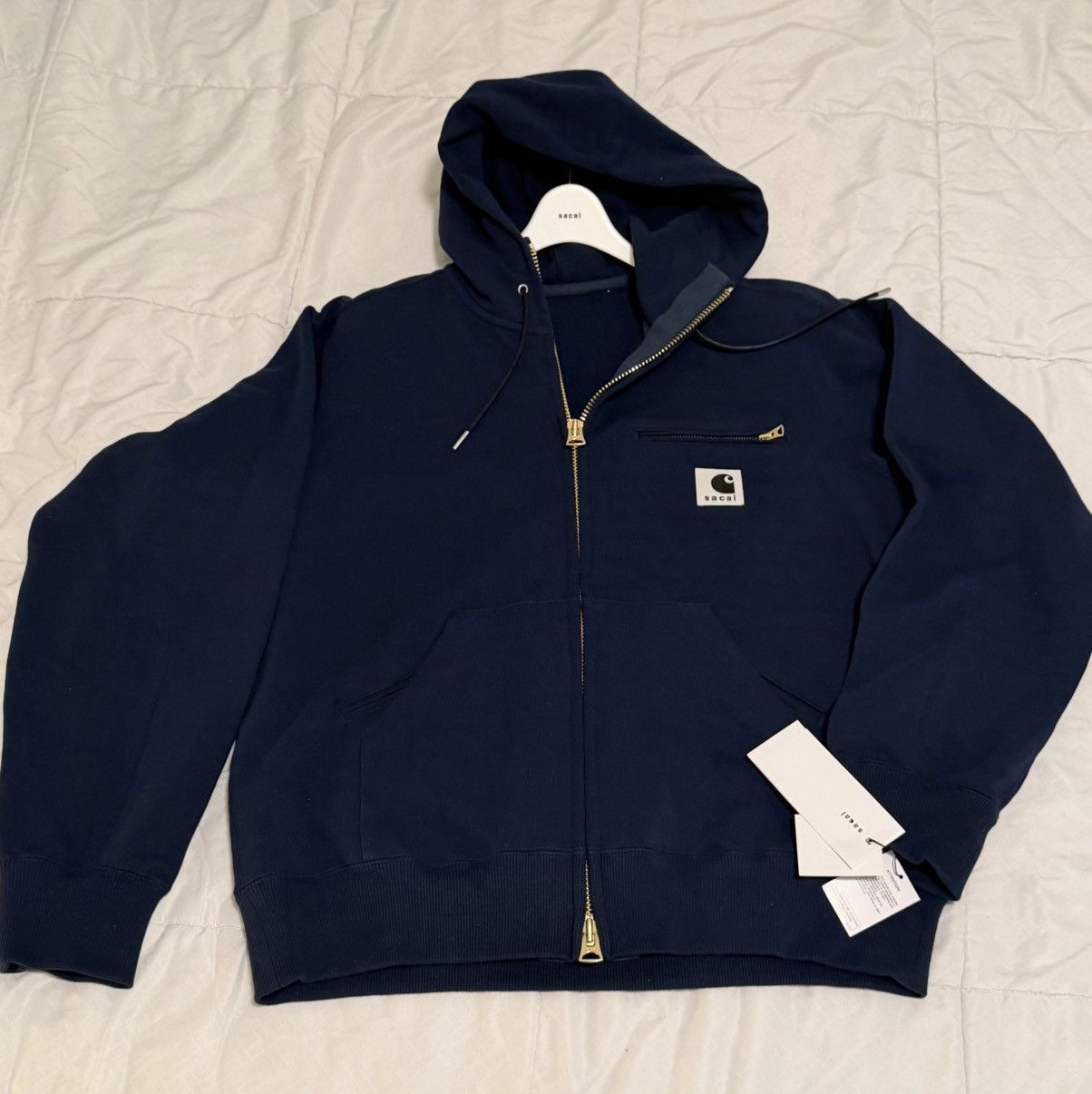 Carhartt Wip × Sacai Sacai x Carhartt WIP Cotton Jersey Hoodie Size Small - 2 JPN Size US S / EU 44-46 / 1 - 1 Thumbnail
