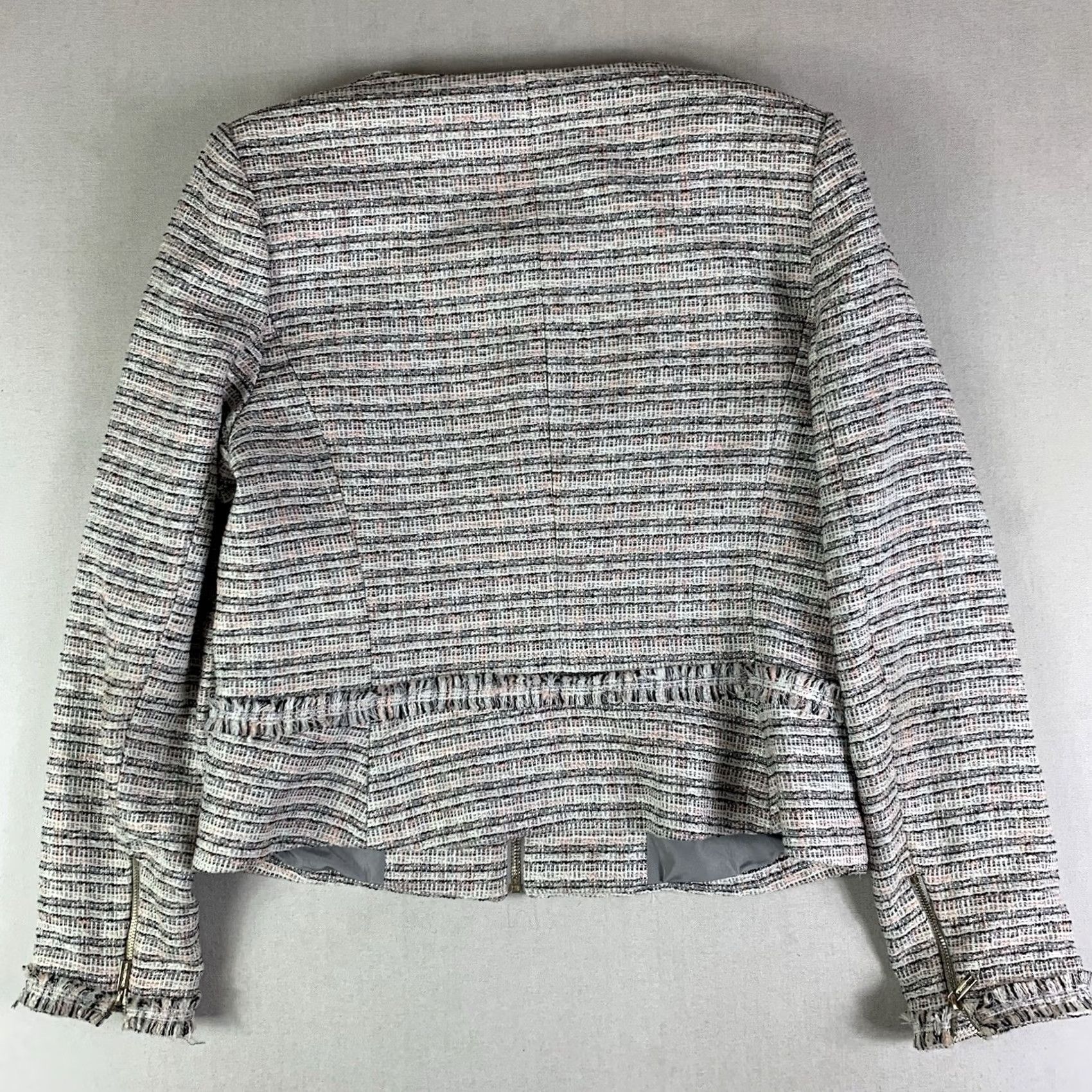 Karl Lagerfeld VINTAGE Karl Lagerfeld Paris Tweed Plaid Blazer Pink White Black Womens Size 12 full zip Size XL / US 12-14 / IT 48-50 - 5 Thumbnail