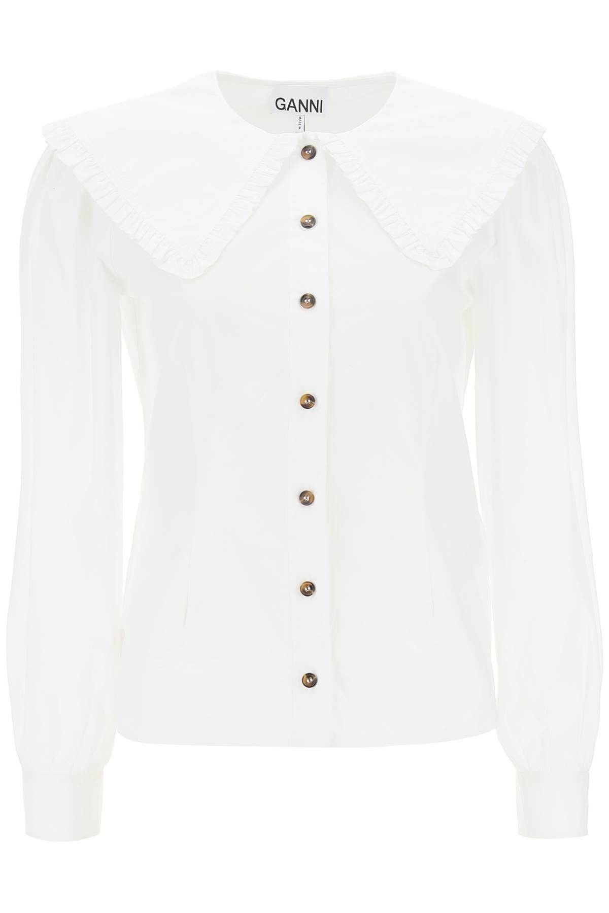 image of Ganni Maxi Collar Shirt Size 40 For Women in White