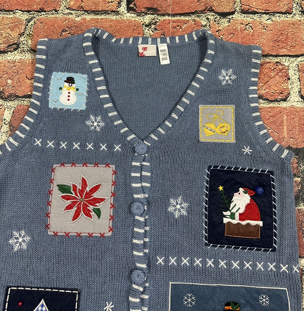 Holiday Brand Holiday Editions Christmas Sweater Vest Granny Snowman Santa Size M / US 6-8 / IT 42-44 - 2 Thumbnail