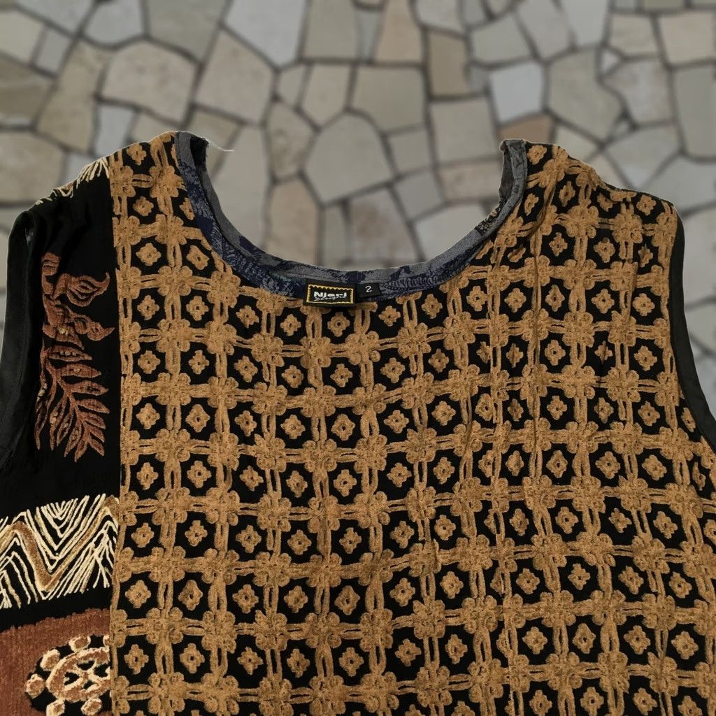 Vintage Vtg Njeri Dress SIZE 2 PATCHWORK SHORT Artsy Lagenlook Festival Boho Hippie Womens Size 26" / US 2 / IT 38 - 1 Thumbnail