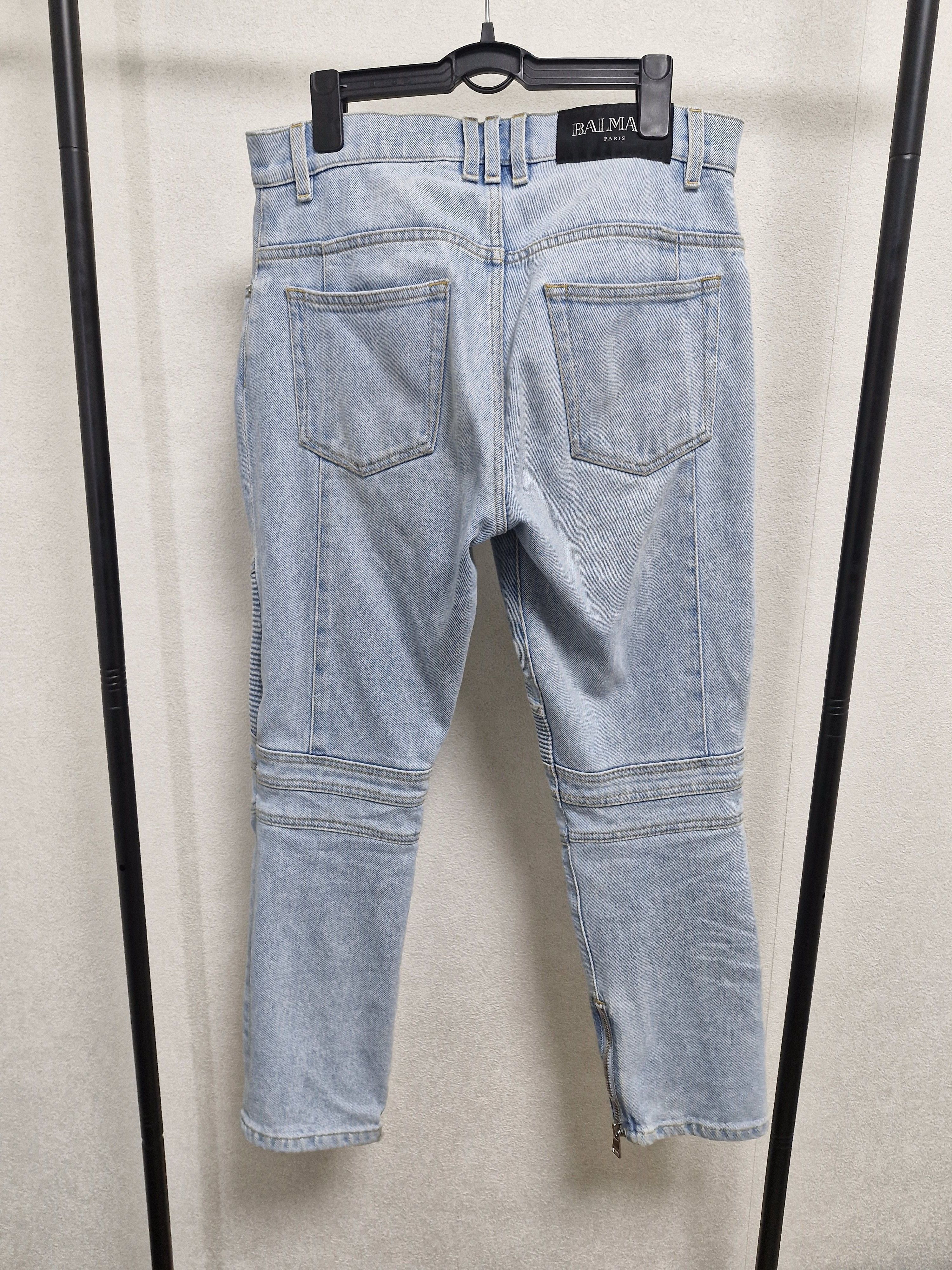 Balmain BALMAIN FW24 Light Washed Biker Jeans Size US 29 - 2 Thumbnail