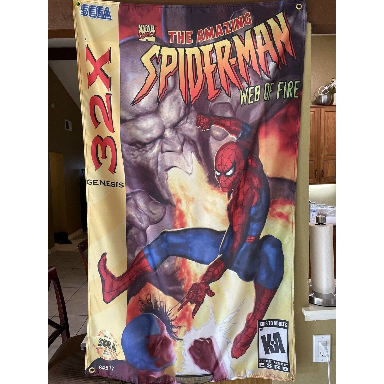Other Amazing Spider-Man: Web of Fire 5ft Flag Sega Genesis 32X Size ONE SIZE - 1 Thumbnail