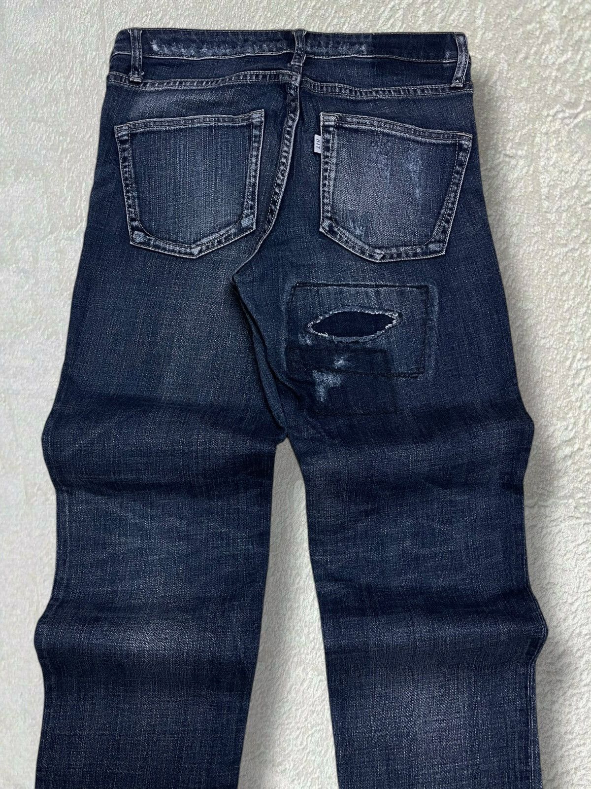 Japanese Brand Vintage 1990s Japan Bit Blue Distressed Patchwork Denim Size US 29 - 13 Thumbnail