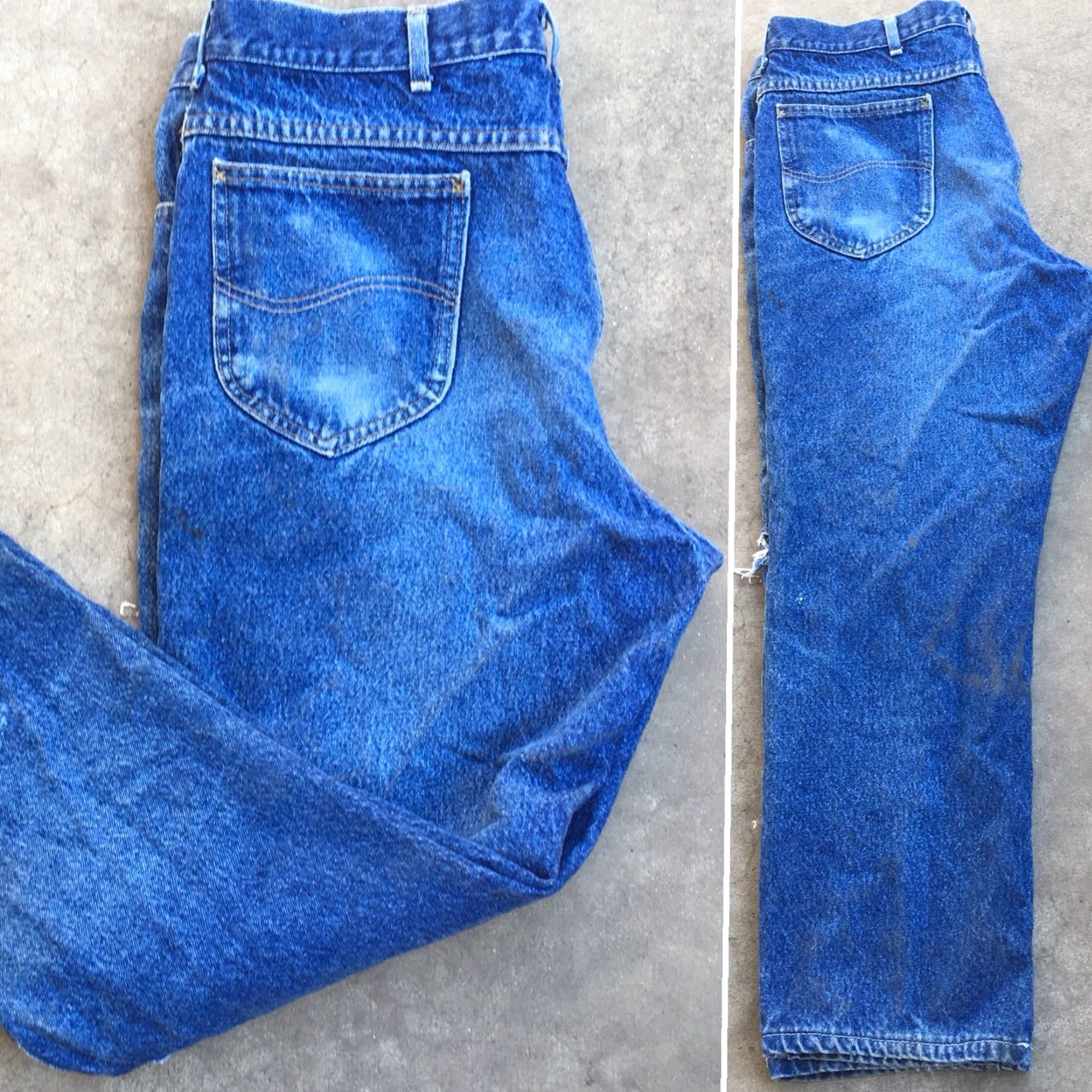 Lee VINTAGE Lee Jeans Storm Rider Naturally Destroyed 38 X 32 USA Denim Blue 1980s 90s Mens Jeans Size US 36 / EU 52 - 6 Thumbnail