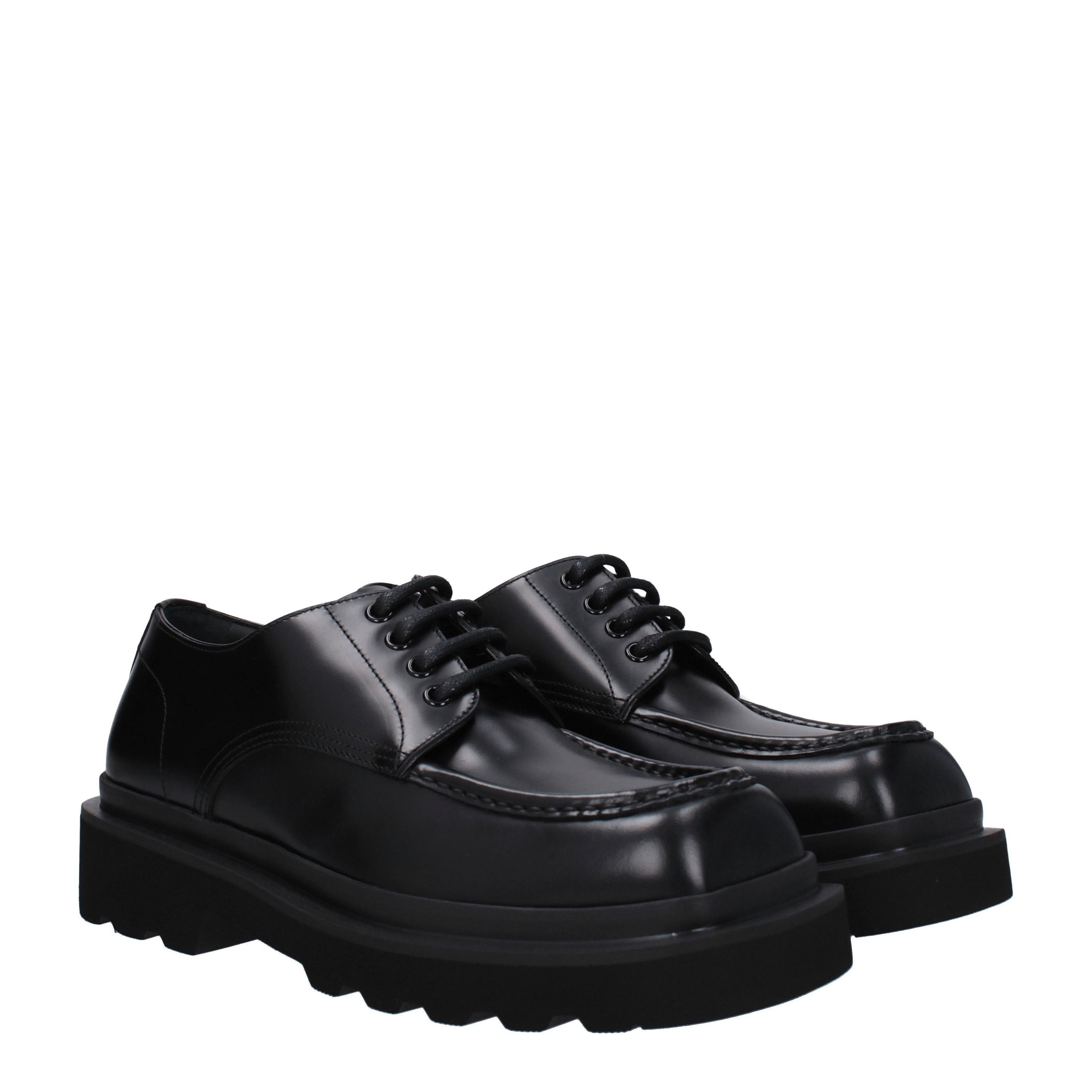 Dolce Gabbana Lace Ups In Leather Shoes in Black, Men's (Size 6.5)