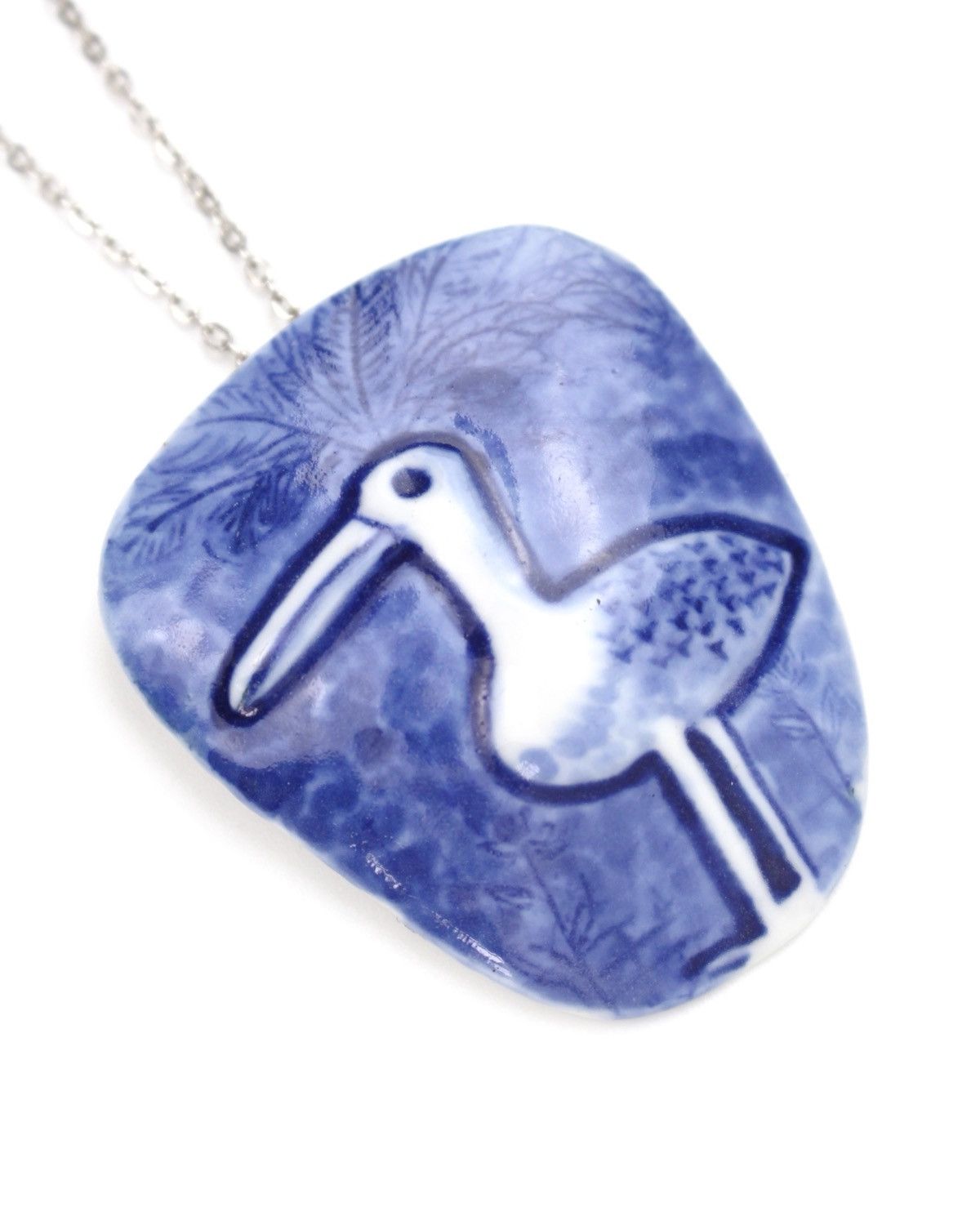 Vintage 2000S JAPANESE MADE BLUE CERAMIC BIRD PENDANT NECKLACE Size ONE SIZE - 3 Thumbnail