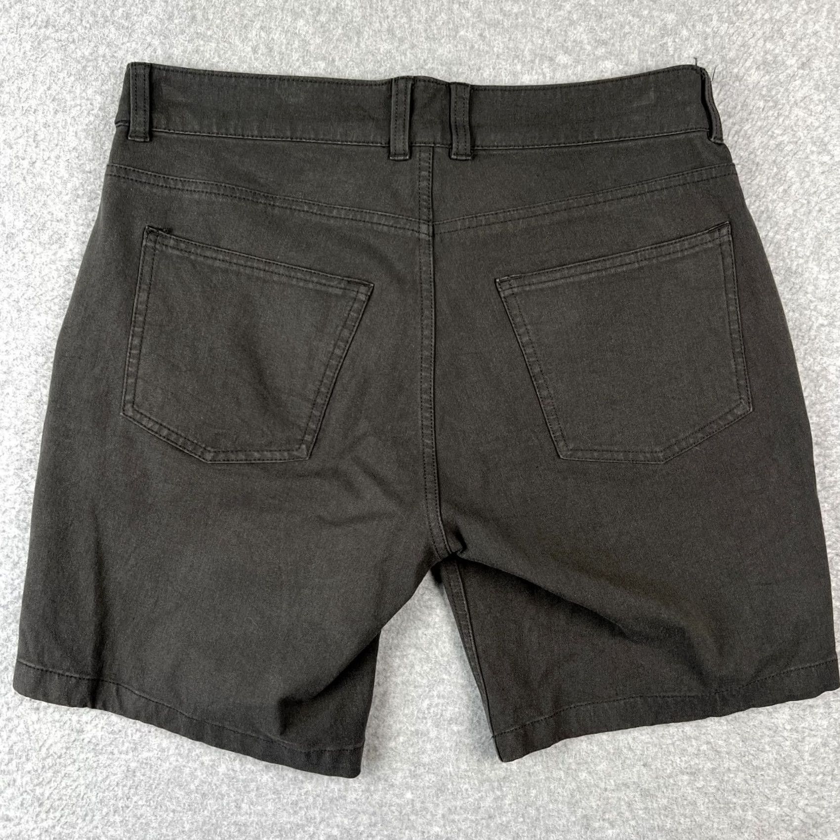 Vintage Mugsy Brooks Chino Shorts Mens 30x7 Dark Grey Stretch Cotton Flat Front Size US 30 / EU 46 - 2 Thumbnail