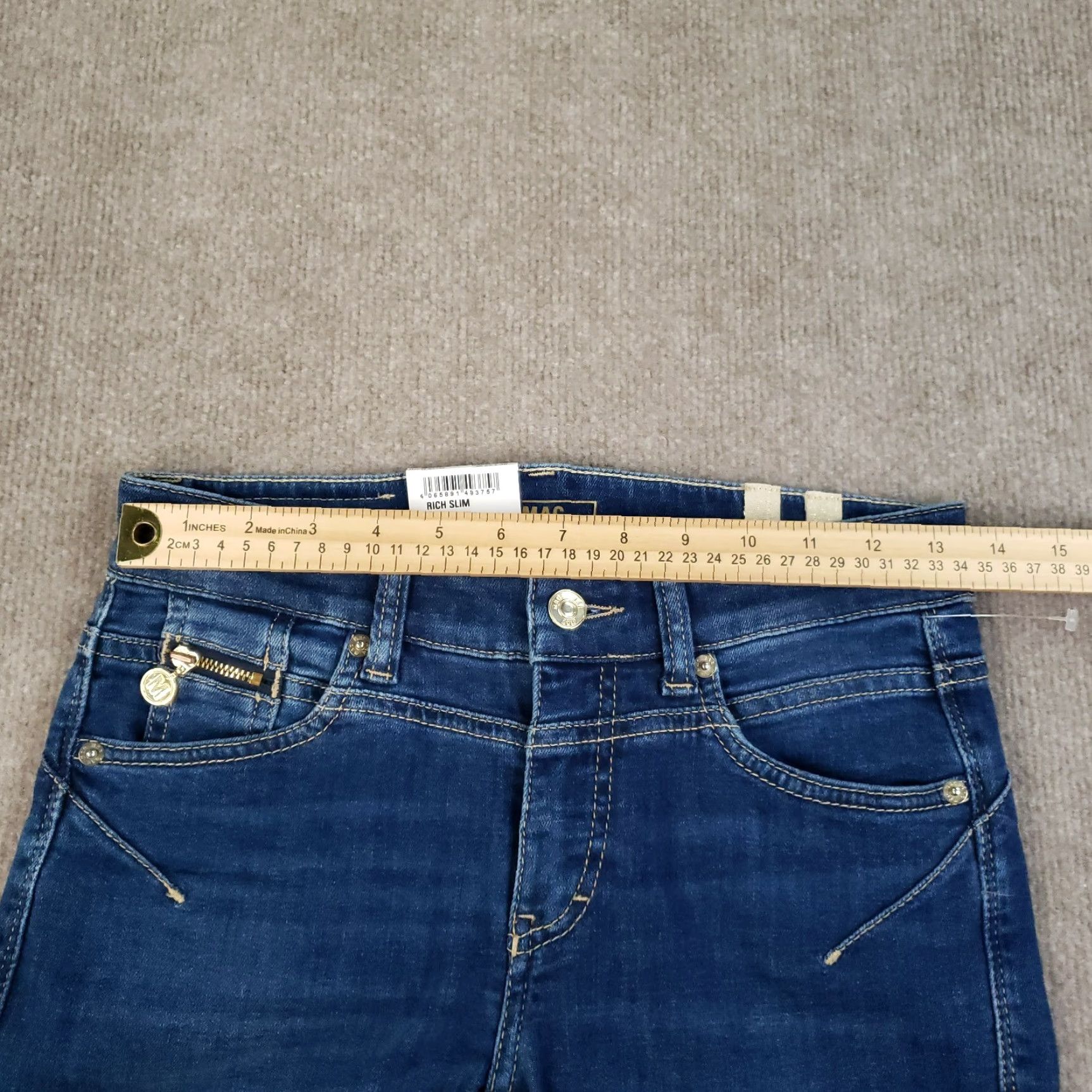 Vintage MAC Rich Jeans Slim Straight Denim 28x32 Blue Women Slim Stretch Jeans - MAC Rich - 28 Regular Blue Womens Jeans Straight Style 90s inspired? Size 28" / US 6 / IT 42 - 6 Thumbnail