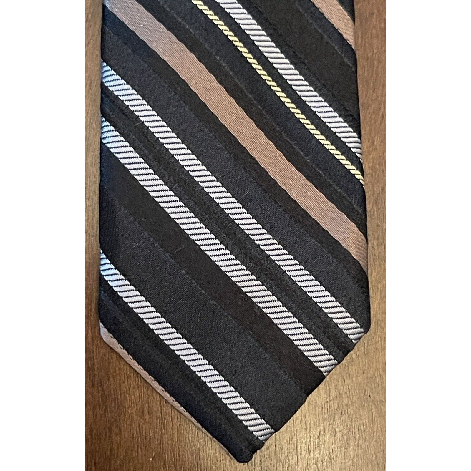 DKNY Dkny Black Brown 100% Silk Men’s Neck Tie Made In China Size ONE SIZE - 6 Thumbnail
