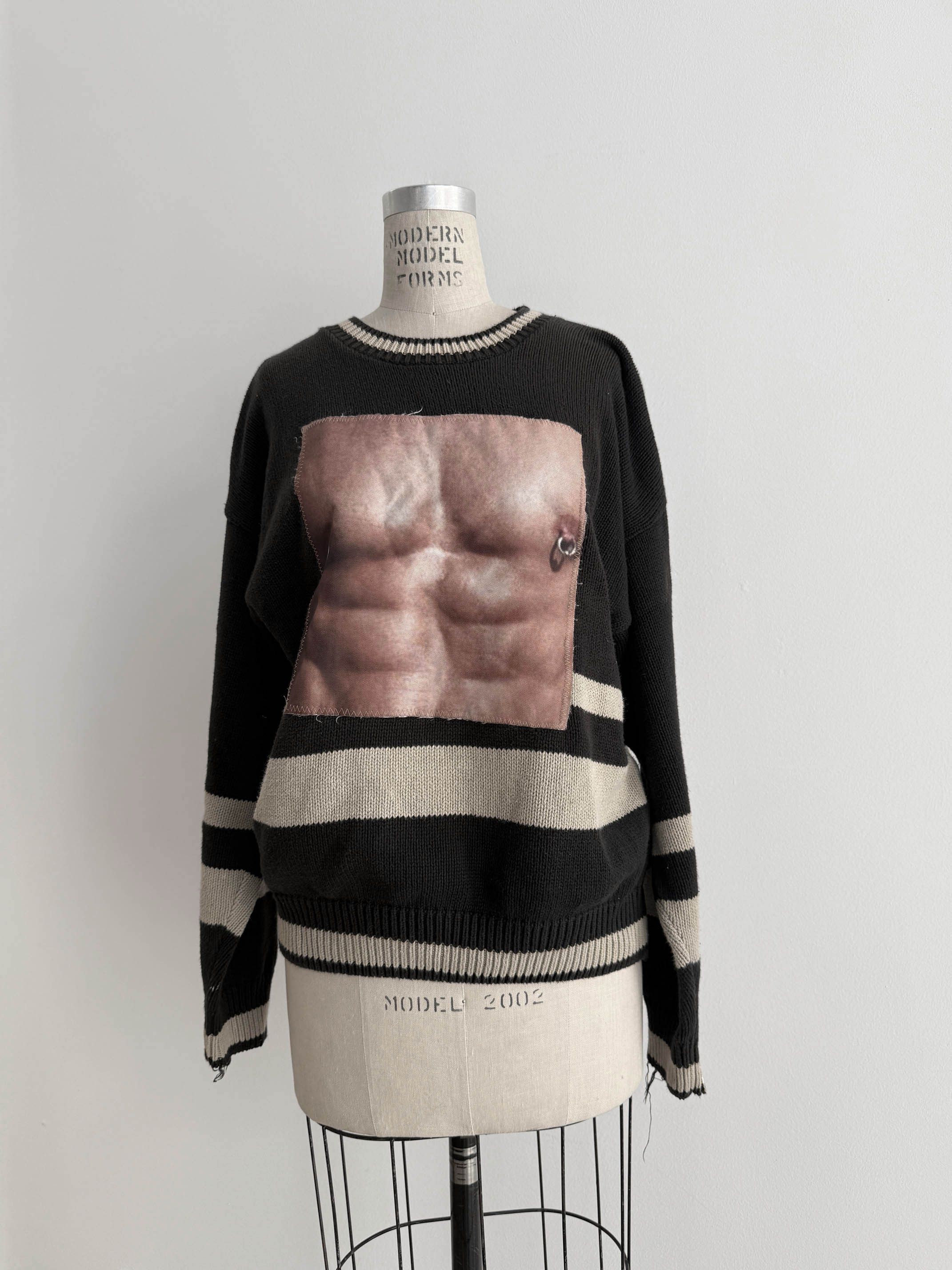 Vintage 90s Vintage Musclin patch distressed knit sweater Size US L / EU 52-54 / 3 - 1 Thumbnail