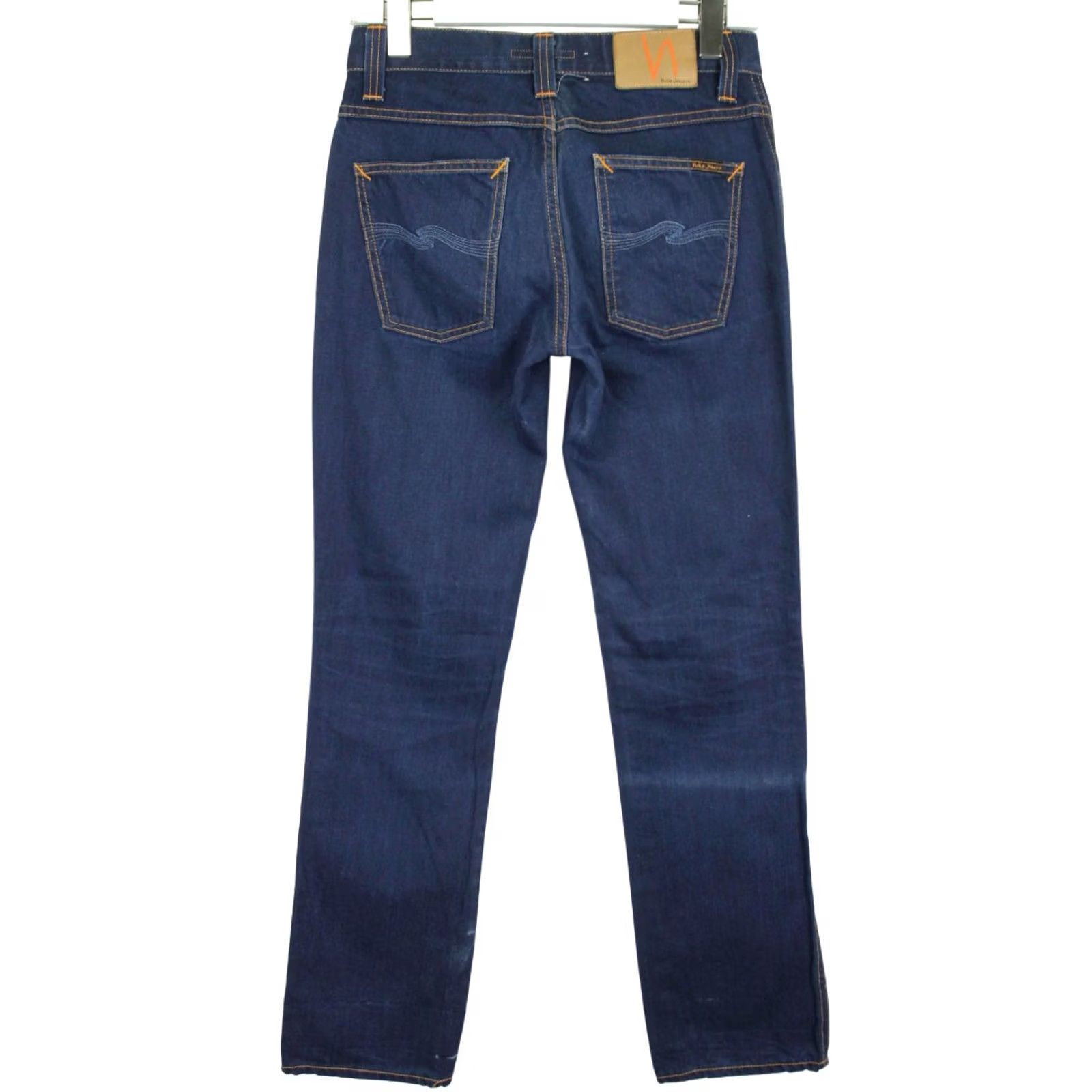 Vintage NUDIE Slim Jim Dry 46 Dips Jeans Men's W30/L34 Blue Denim Zip Fly Pocket Adjustable Slim style Regular Mens Size US 30 / EU 46 - 2 Thumbnail