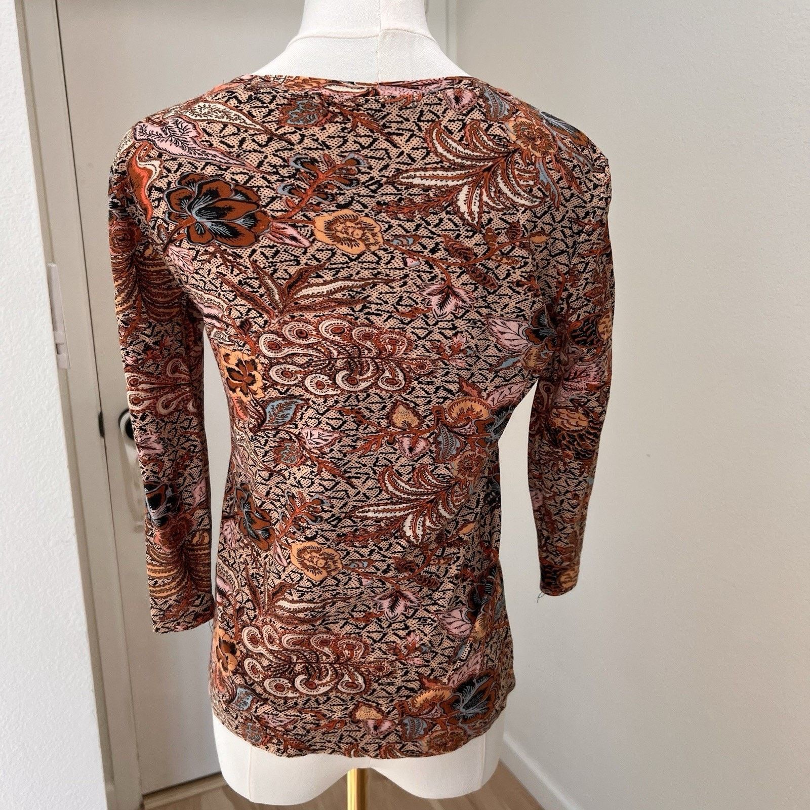 Ulla Johnson Ulla Johnson 3/4 Sleeve Top (S) Wheat Flowers 100% Cotton Size S / US 4 / IT 40 - 6 Thumbnail
