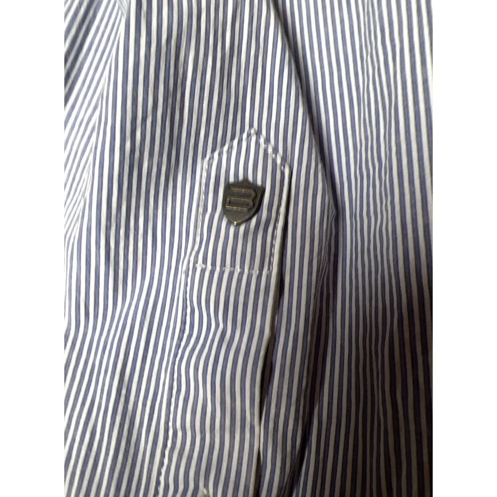Buffalo David Bitton Buffalo David Bitton Shirt Men’s XXL Blue White Pinstriped Savior X Slim Stretch Button Up Long Sleeve Size US XXL / EU 58 / 5 - 4 Thumbnail