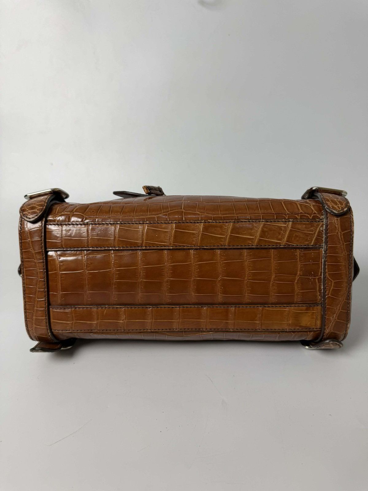 Prada Prada Brown Crocodile Bauletto Bag Size ONE SIZE - 7 Thumbnail