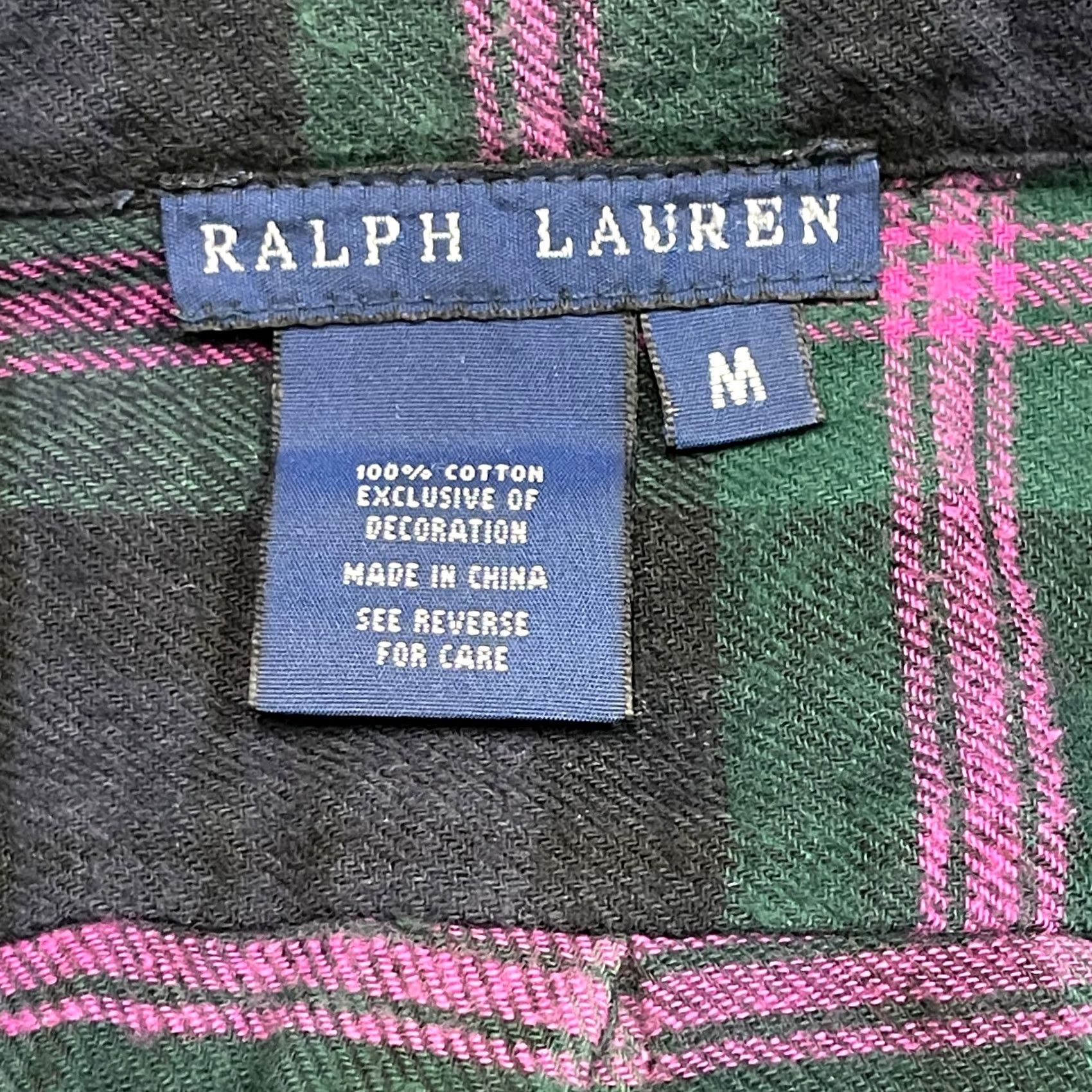 Ralph Lauren Ralph Lauren Plaid 100% Cotton Flannel Shirt Dress Medium Green/Black/Pink Long Sleeve Button Front Ruffle Casual Shirt Dress Womens Size M / US 6-8 / IT 42-44 - 4 Thumbnail
