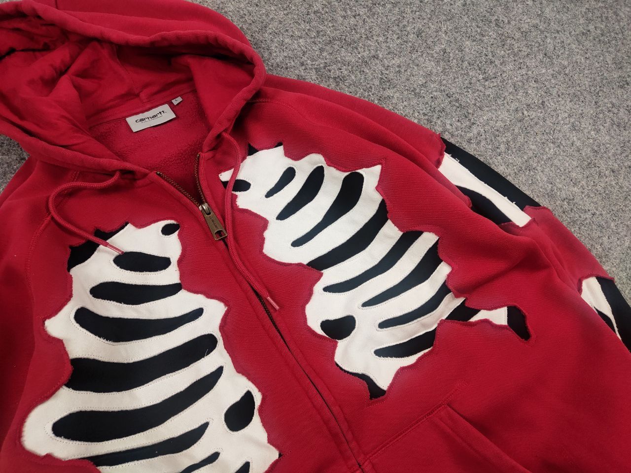 Carhartt Vintage Carhartt Skeleton Red Fit Zip hooded chase jacket Size US L / EU 52-54 / 3 - 5 Thumbnail