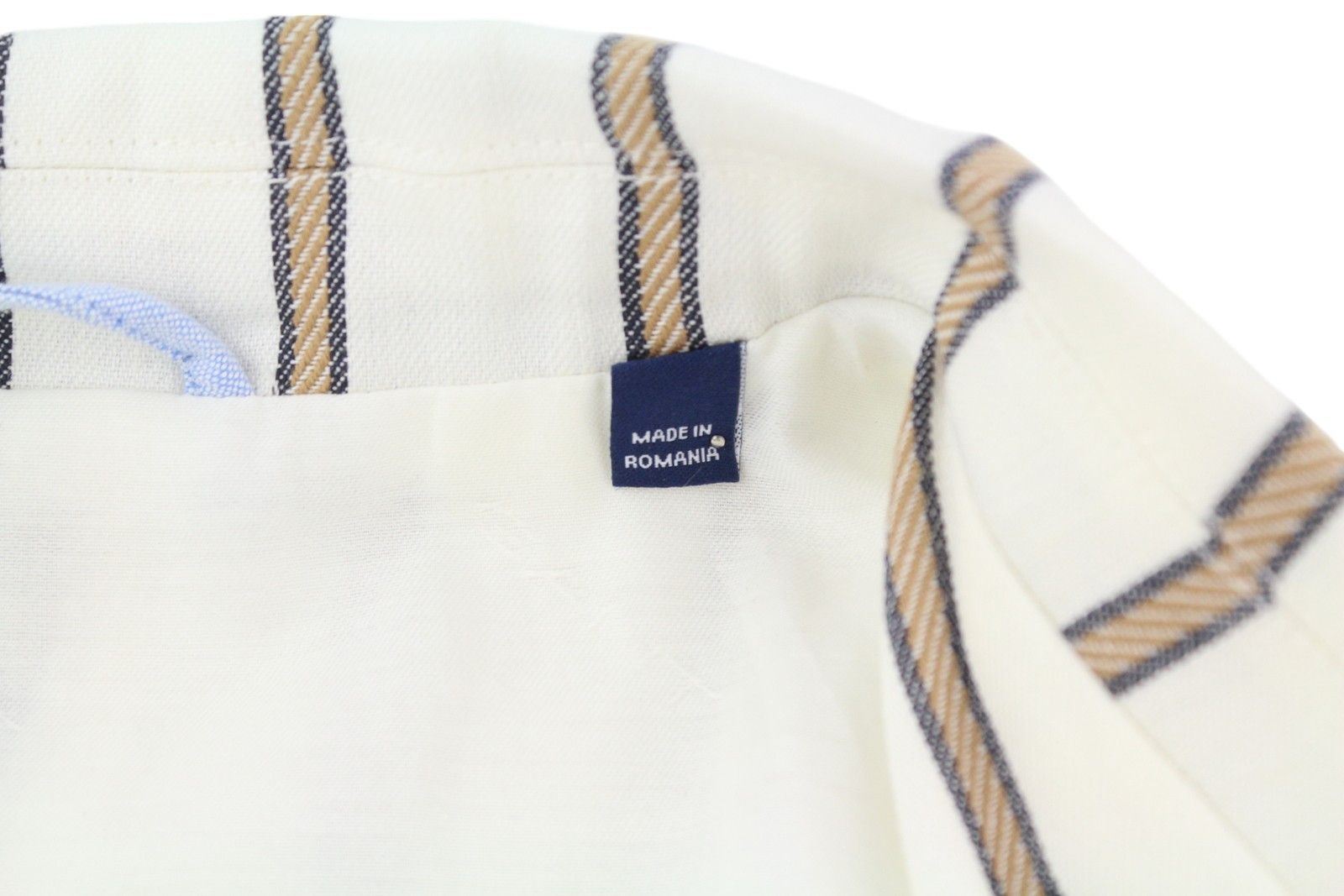 Gant STRIPE LINEN EU42 Off-White Linen Notch Blazer 85340 Size L / US 10 / IT 46 - 7 Thumbnail