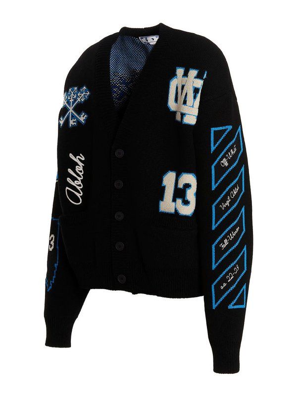 Off-White o1gr1nt1124 Cryst Graphics Knit Cardigan in Black Size US S / EU 44-46 / 1 - 4 Thumbnail