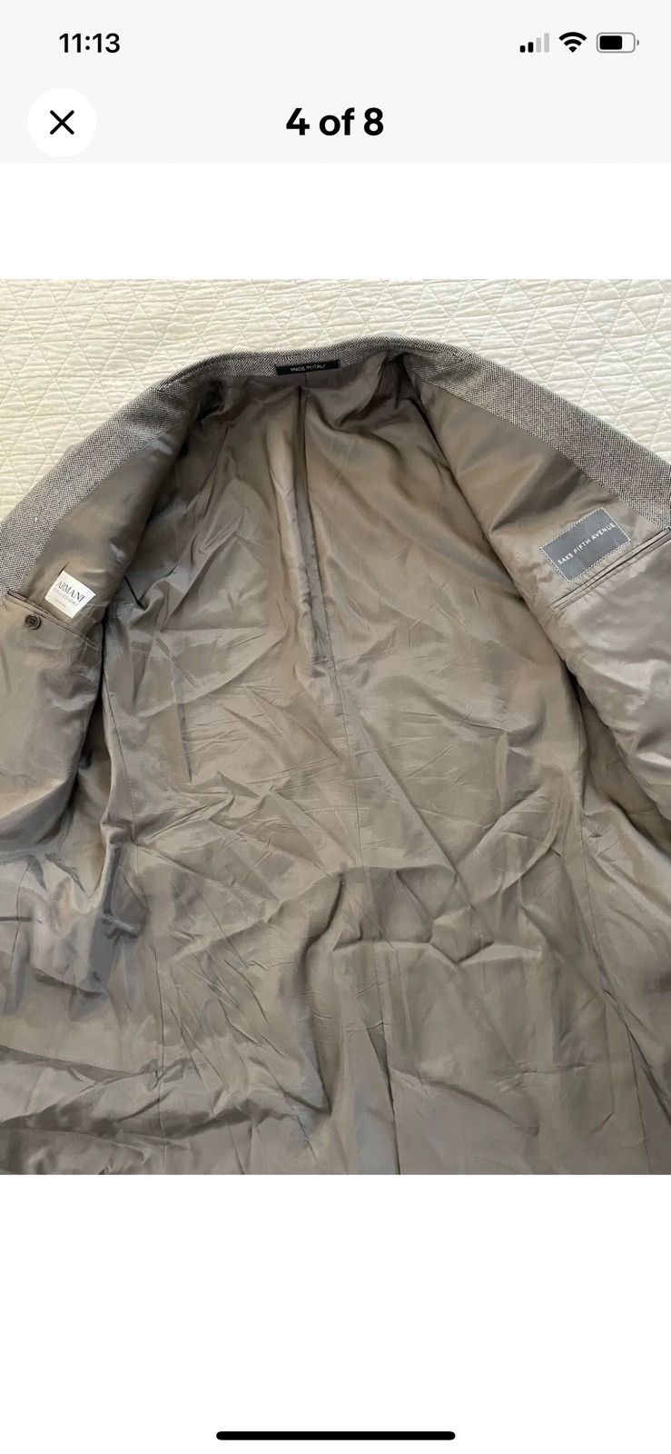 Armani Collezioni Silk & Wool Hopsack Herringbone Jacket Size 44R - 4 Thumbnail