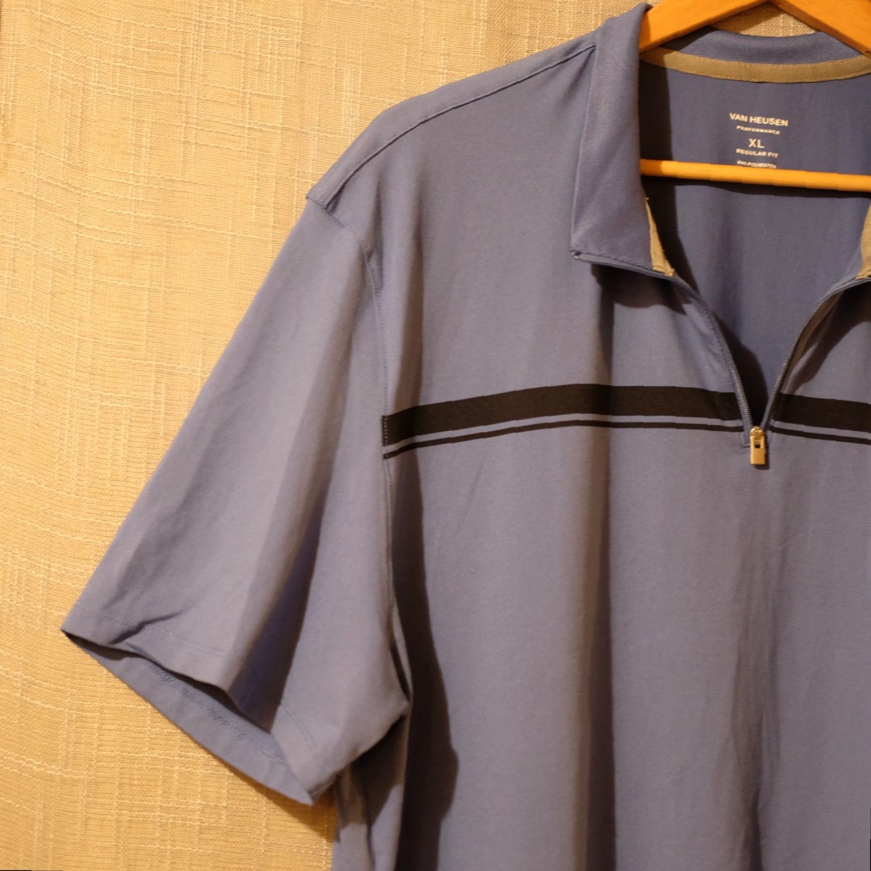 Van Heusen Nwot! Van Heusen Performance Mock Zip Collar Polo Shirt Men's XL Blue Size US XL / EU 56 / 4 - 2 Thumbnail