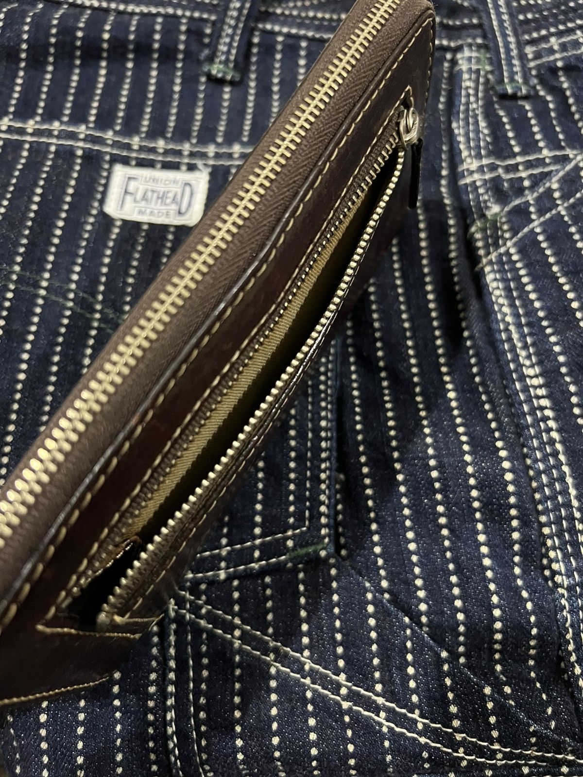 Genuine Leather × Pure Blue Japan × Redmoon Double Zipper Multi Slot Card & Money Leather Long Wallet Size ONE SIZE - 4 Thumbnail