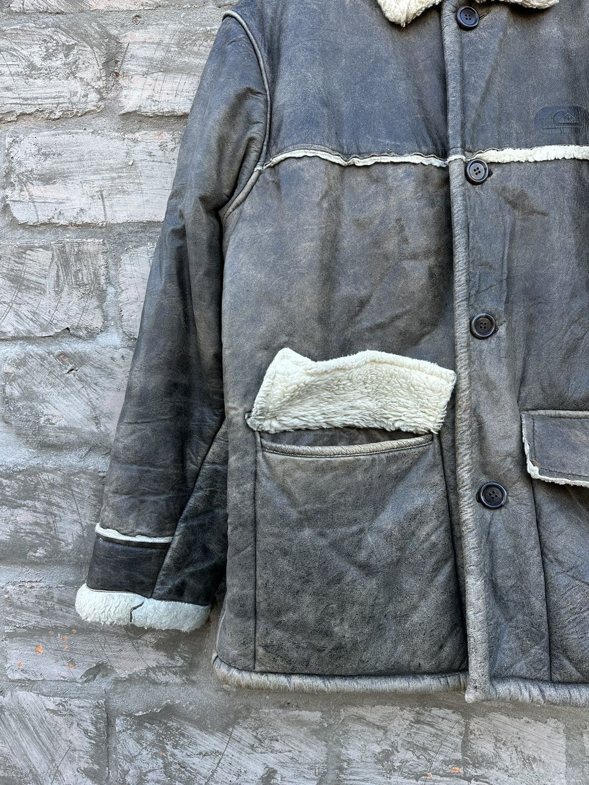Quiksilver × Vintage Vintage Y2K Quiksilver Boarding Sherpa Leather Jacket Size US L / EU 52-54 / 3 - 7 Thumbnail