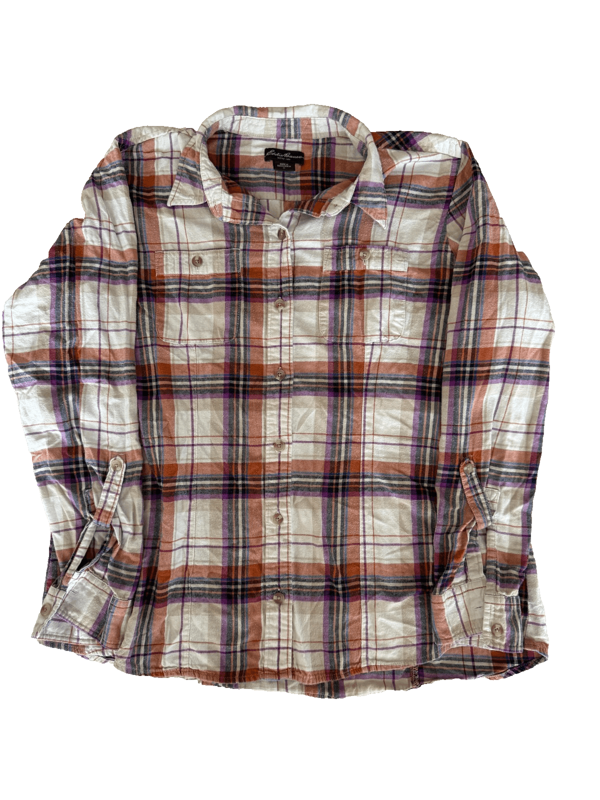 Eddie Bauer Eddie Bauer Womens XL Pink Flannel Shirt Cotton Plaid Butto Size XL / US 12-14 / IT 48-50 - 3 Thumbnail