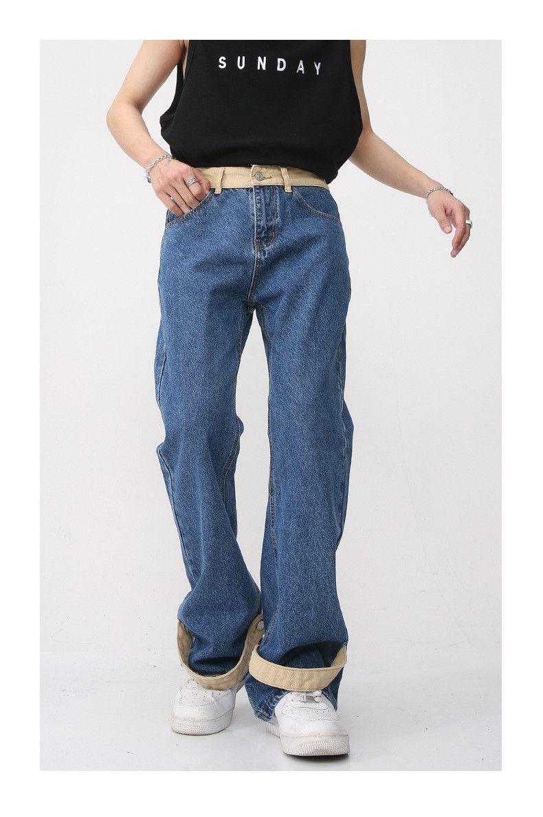 Japanese Brand × Jean Japanese washed colorblock straight casual flared jeans Size US 32 / EU 48 - 2 Thumbnail