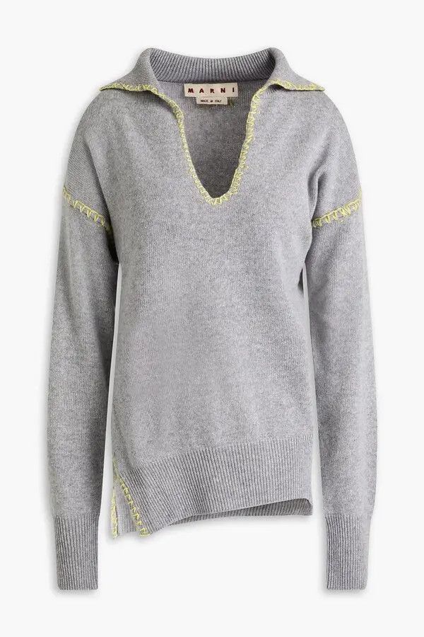 Marni o1w1db11125 Wool And Cashmere-Blend Polo Sweater in Grey Size S / US 4 / IT 40 - 1 Thumbnail