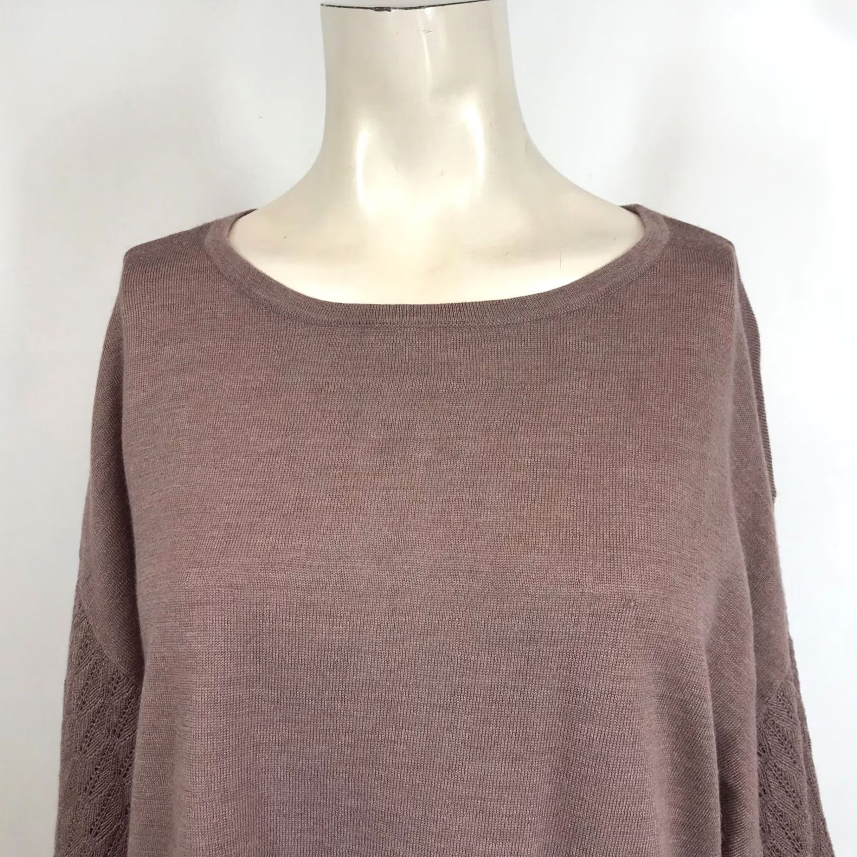 Vintage Garnet Hill Womens Small MAUVE Merino Wool Pullover Sweater Round Neck Size S / US 4 / IT 40 - 2 Thumbnail