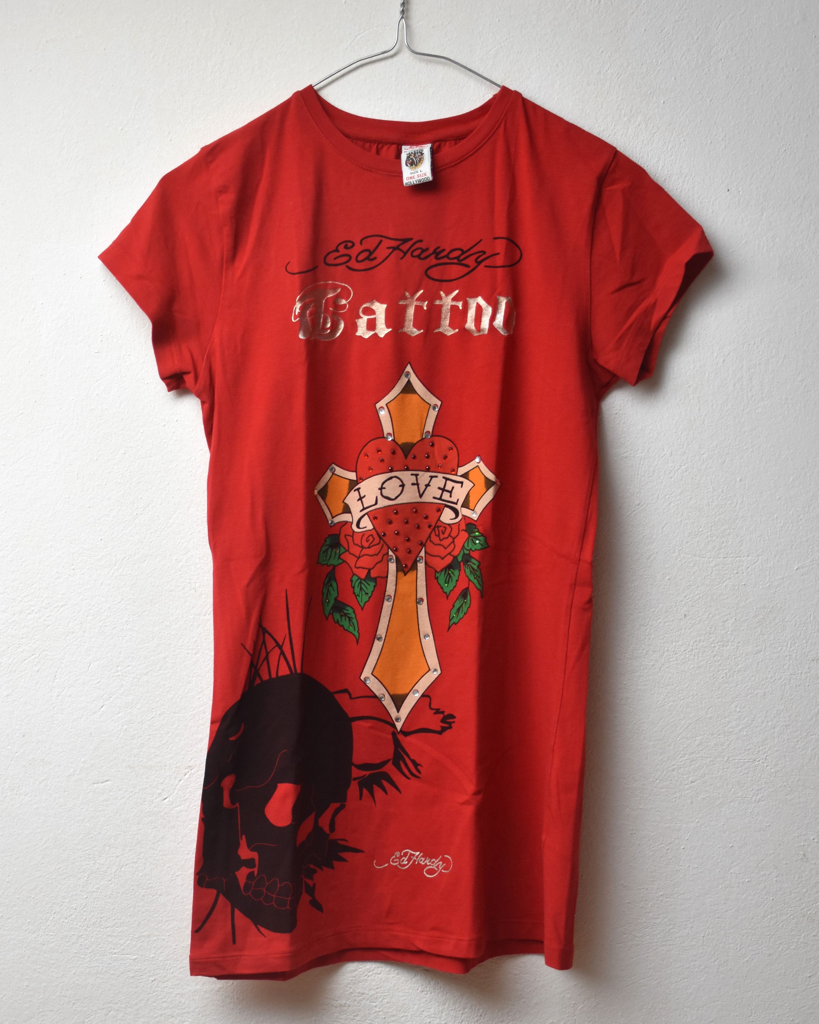 Christian Audigier × Ed Hardy × Vintage vintage Ed Hardy summer night dress t-shirt rose Size ONE SIZE - 3 Thumbnail