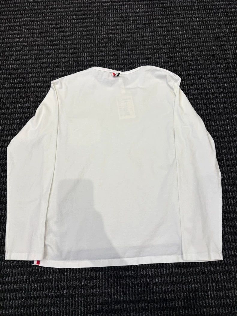 Thom Browne Thom Browne White striped long-sleeved T-shirt Size US M / EU 48-50 / 2 - 2 Thumbnail