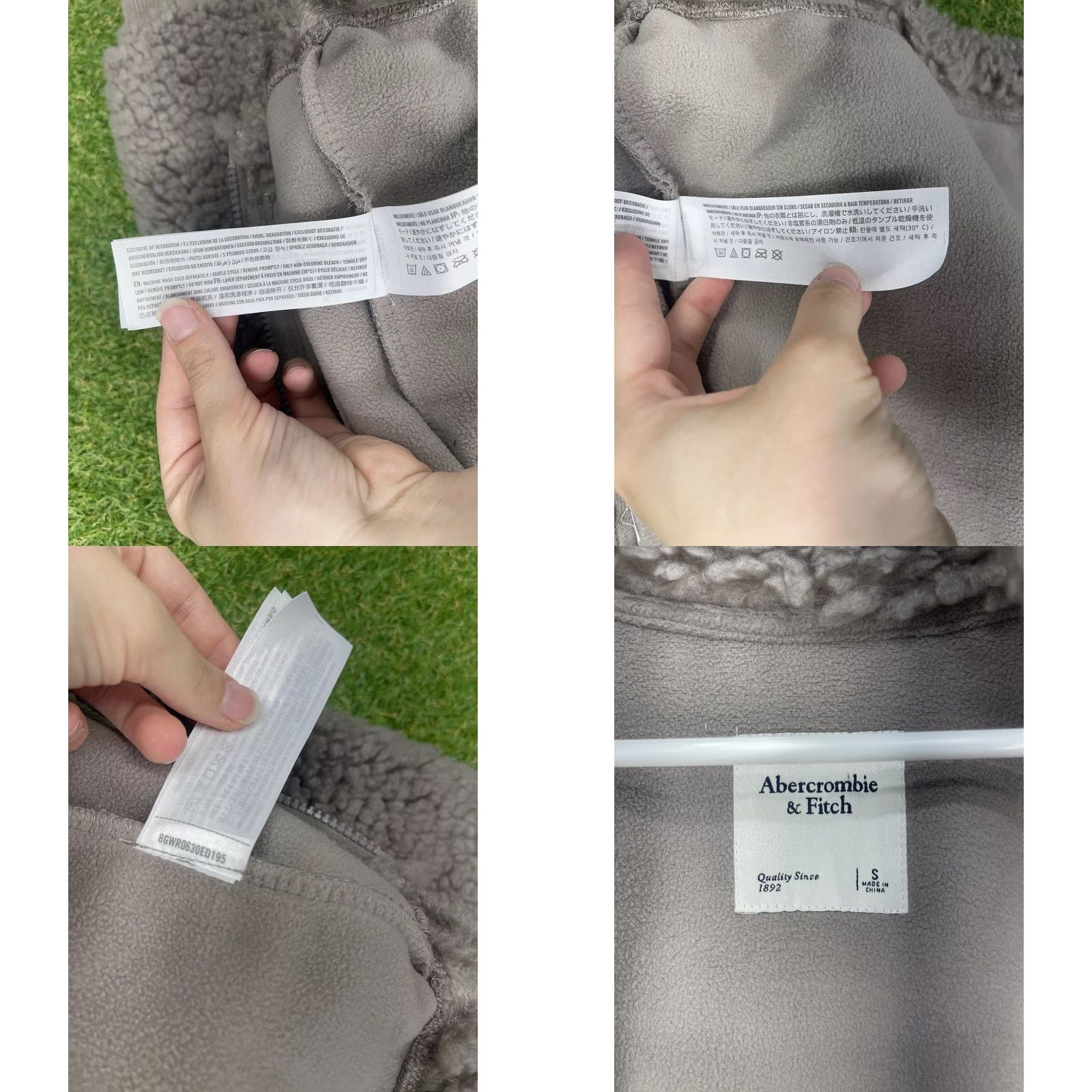 Abercrombie & Fitch VINTAGE Abercrombie & Fitch Jacket Womens Small Teddy Deep Pile Hoodie Full Zip Sherpa Gray 80s 90s College Preppy Size S / US 4 / IT 40 - 9 Thumbnail