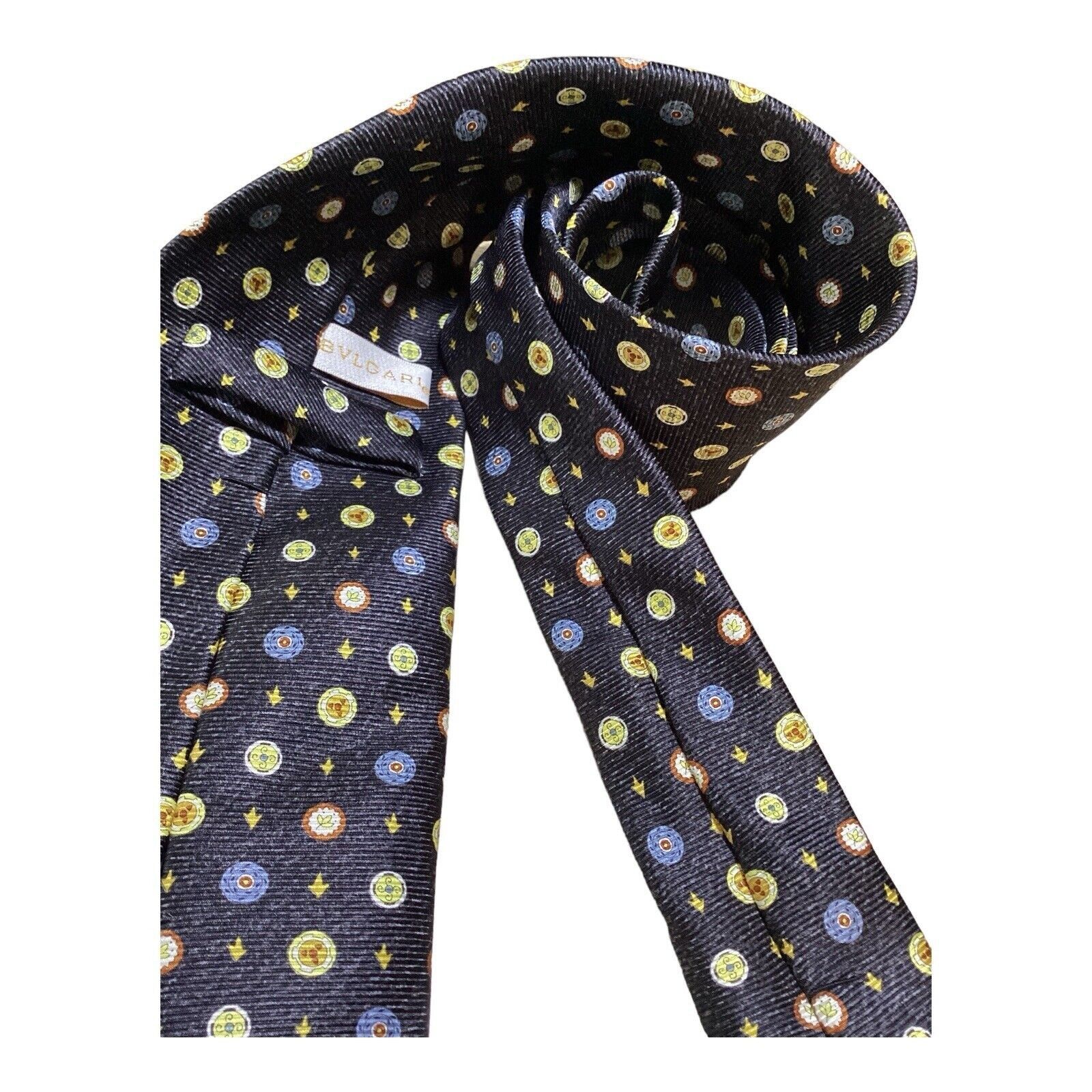 Bvlgari BVLGARI 7Fold Navy Beyblade Print Silk Tie Italy W: 4" NWOT Size ONE SIZE - 2 Thumbnail