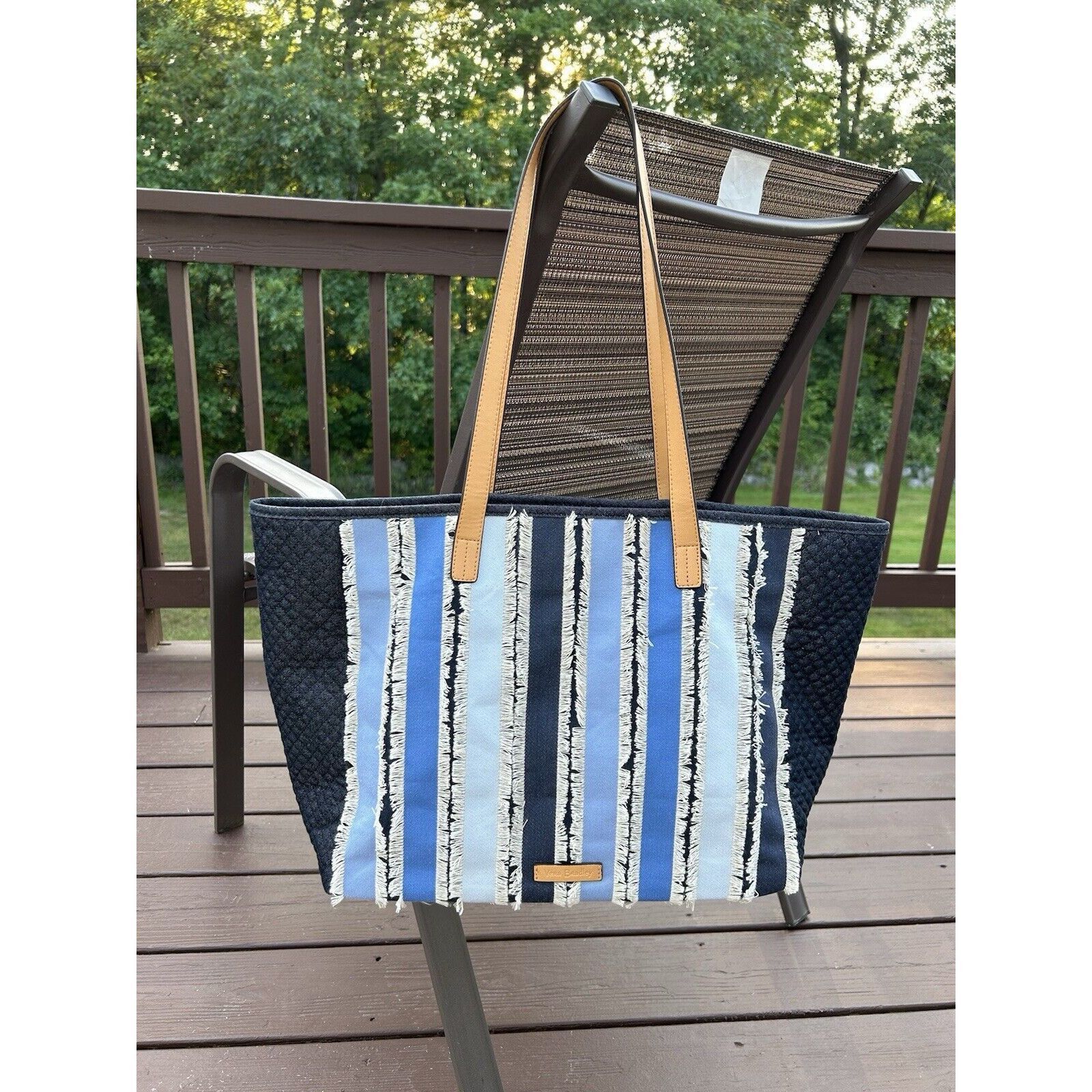 Other Vera Bradley Women’s Shoulder Bag, Cool Stripe Large Fringed Size ONE SIZE - 6 Thumbnail