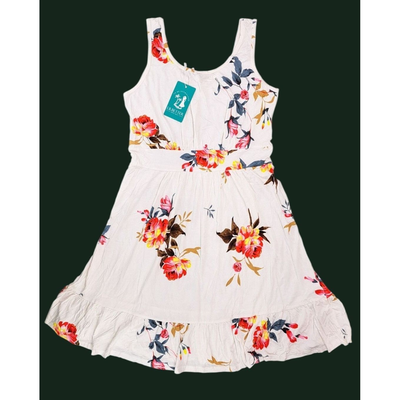 Other Lilbetter Sleeveless Floral Print A-Line Dress White Pink Size M / US 6-8 / IT 42-44 - 3 Thumbnail