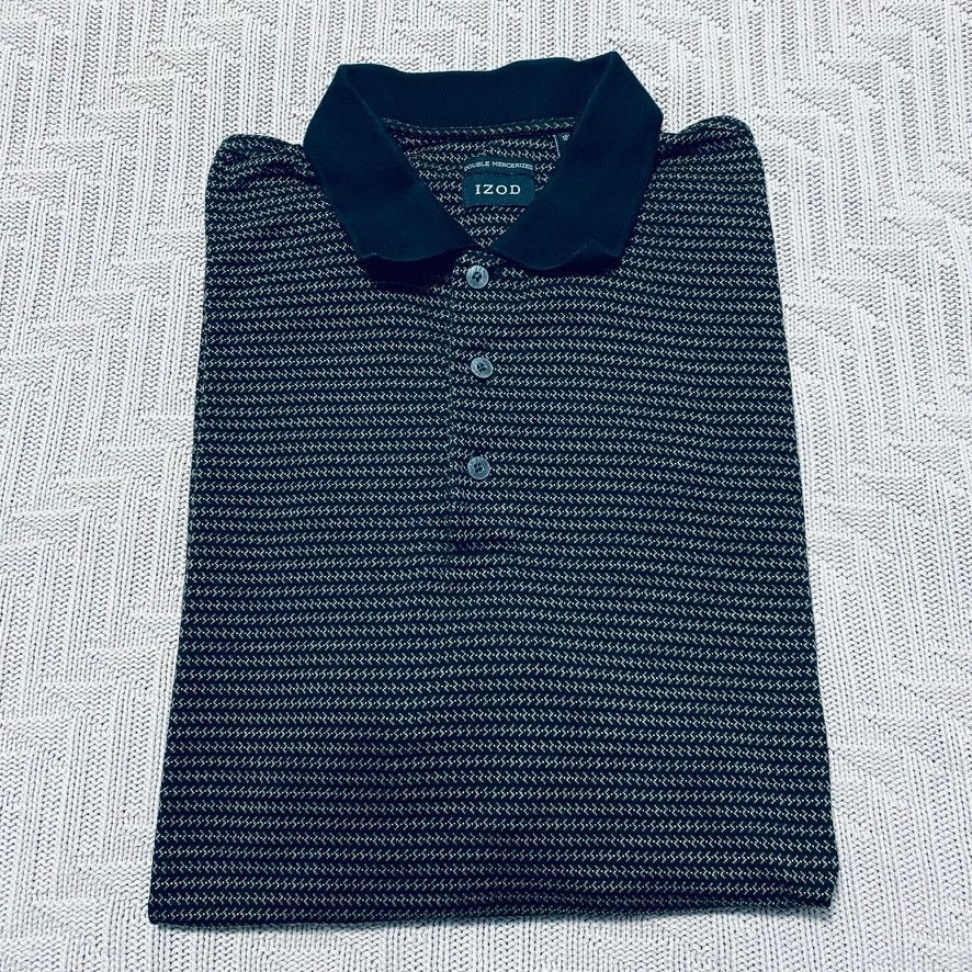 Izod Izod black textured polo Size US L / EU 52-54 / 3 - 1 Thumbnail