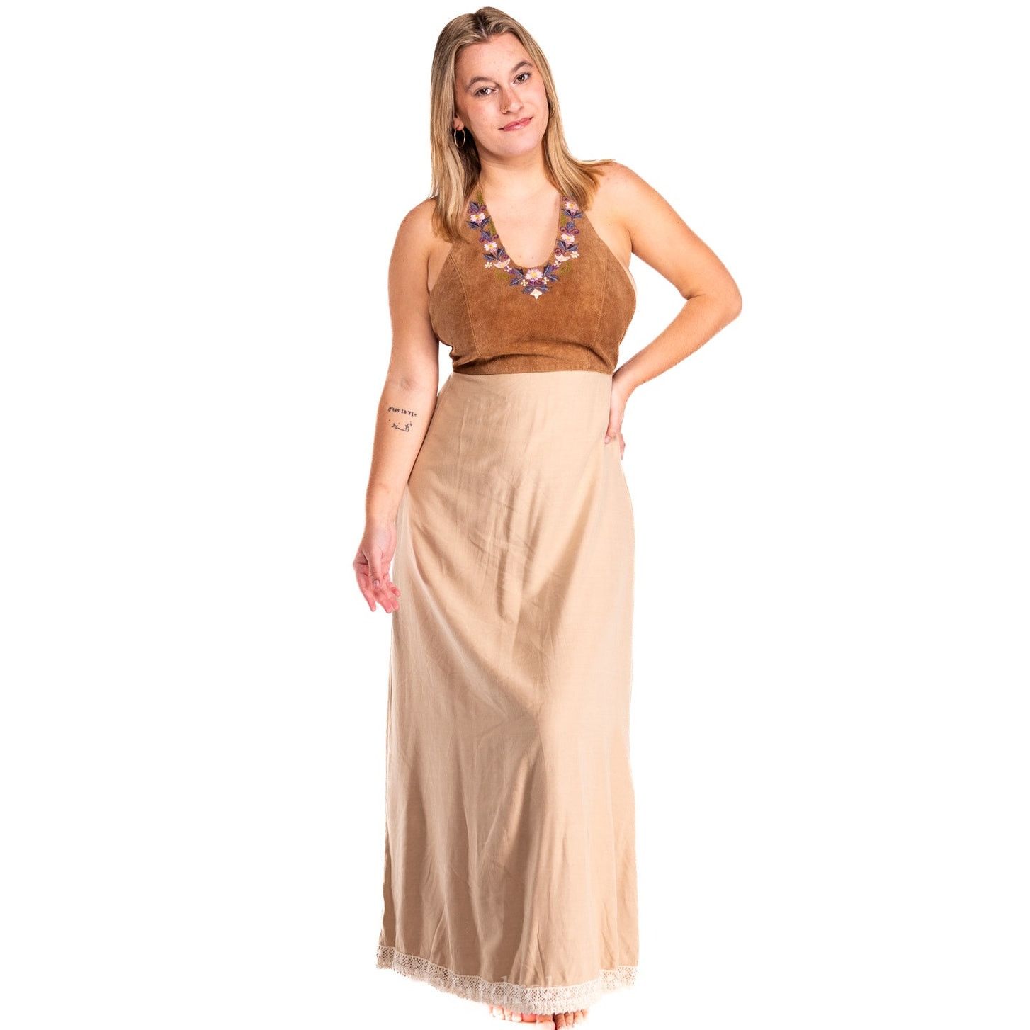 Vintage Vintage 1970s Suede Leather Flowy Dress Size M / US 6-8 / IT 42-44 - 1 Thumbnail