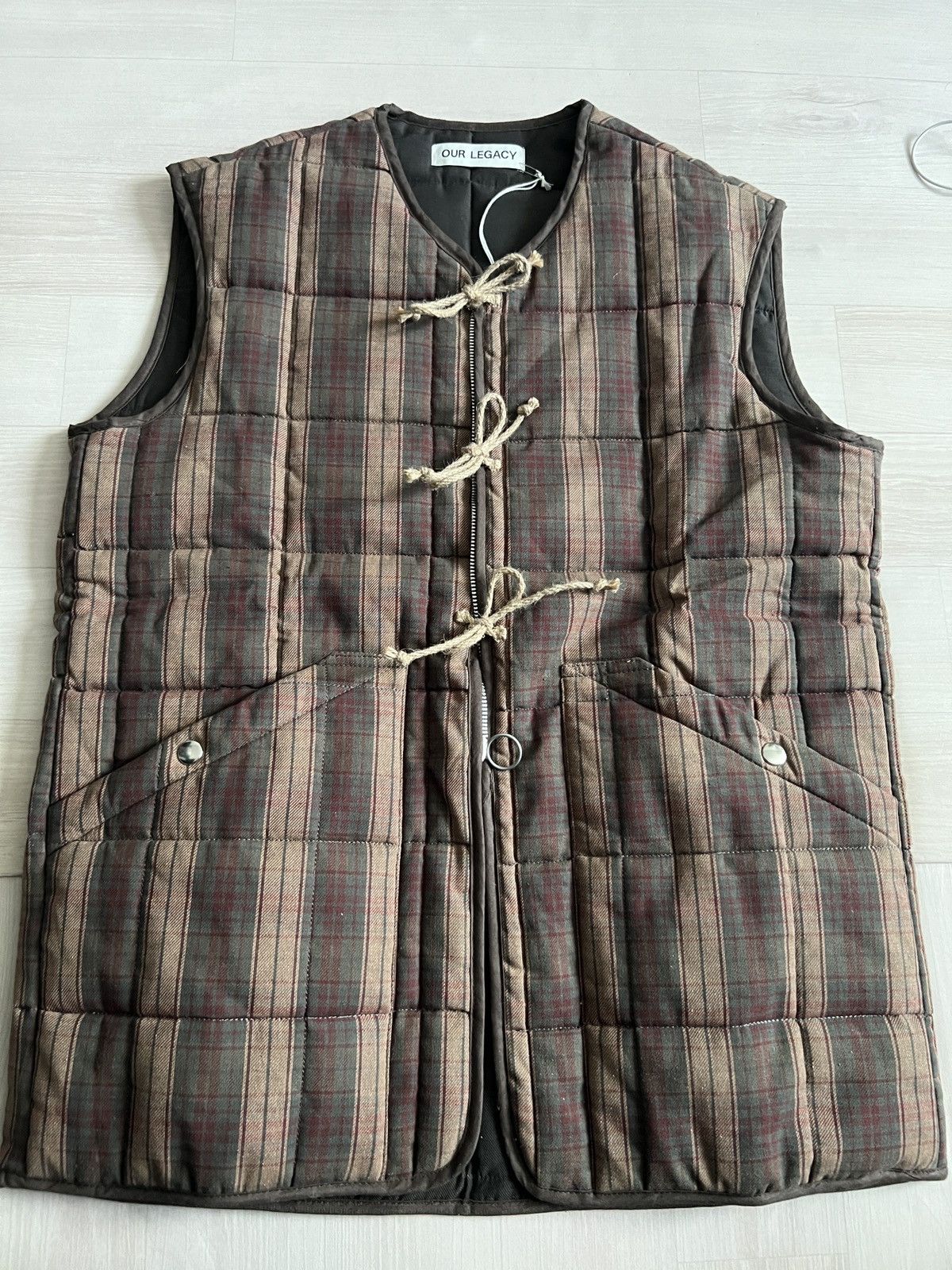 image of Our Legacy Padded Liner Vest in Check, Men's (Size Small)