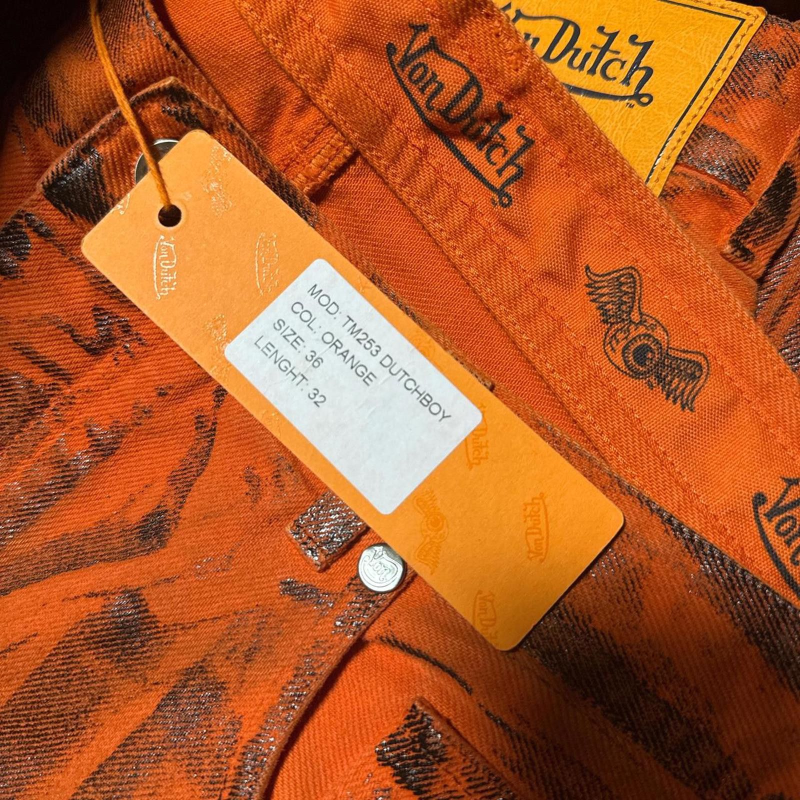 Von Dutch Von Dutch Paris Men’s Jeans W36 L32 Orange Graphic Denim Size US 36 / EU 52 - 5 Thumbnail
