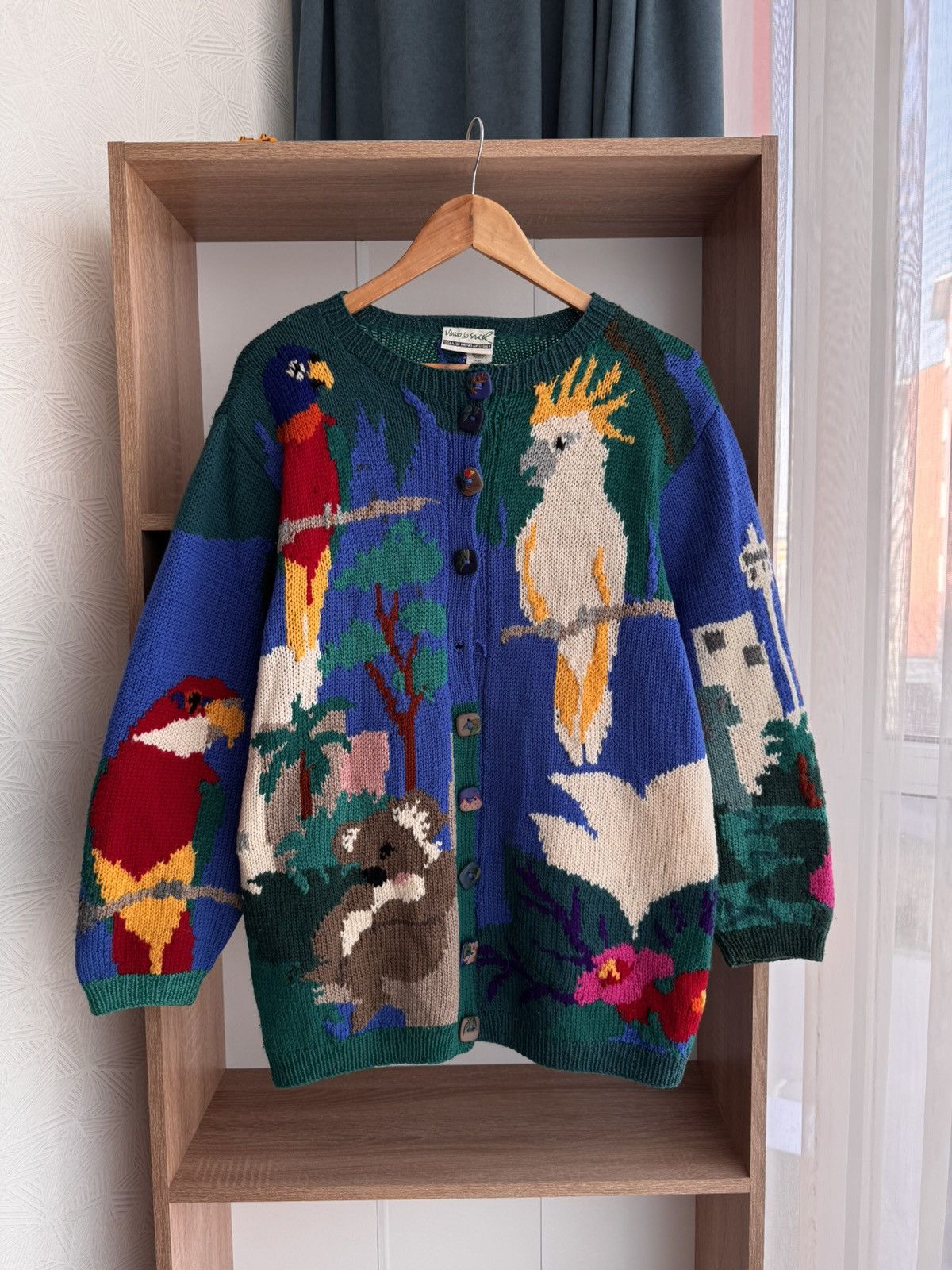Vintage Vintage Signature Sydney Parrot & Coala Luxury Wool Cardigan Size US L / EU 52-54 / 3 - 1 Thumbnail