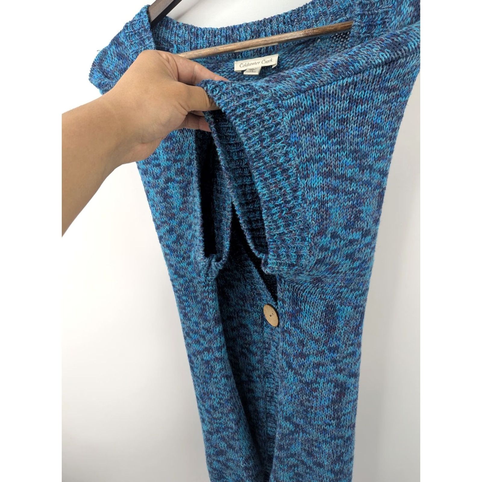 Coldwater Creek VINTAGE Coldwater Creek Cardigan Sweater Knit Blue V-Neck Womens 2X Plus Size Cotton Ramie Size XXL / US 16-18 / IT 52-54 - 4 Thumbnail