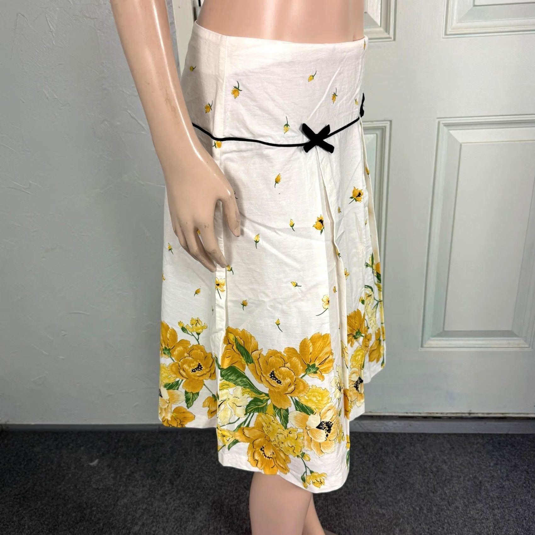Vintage VINTAGE Speechless Skirt Women A-Line Floral Lace Knit Cotton Knee Length White W4-27 Juniors 7 Size 28" / US 6 / IT 42 - 4 Thumbnail